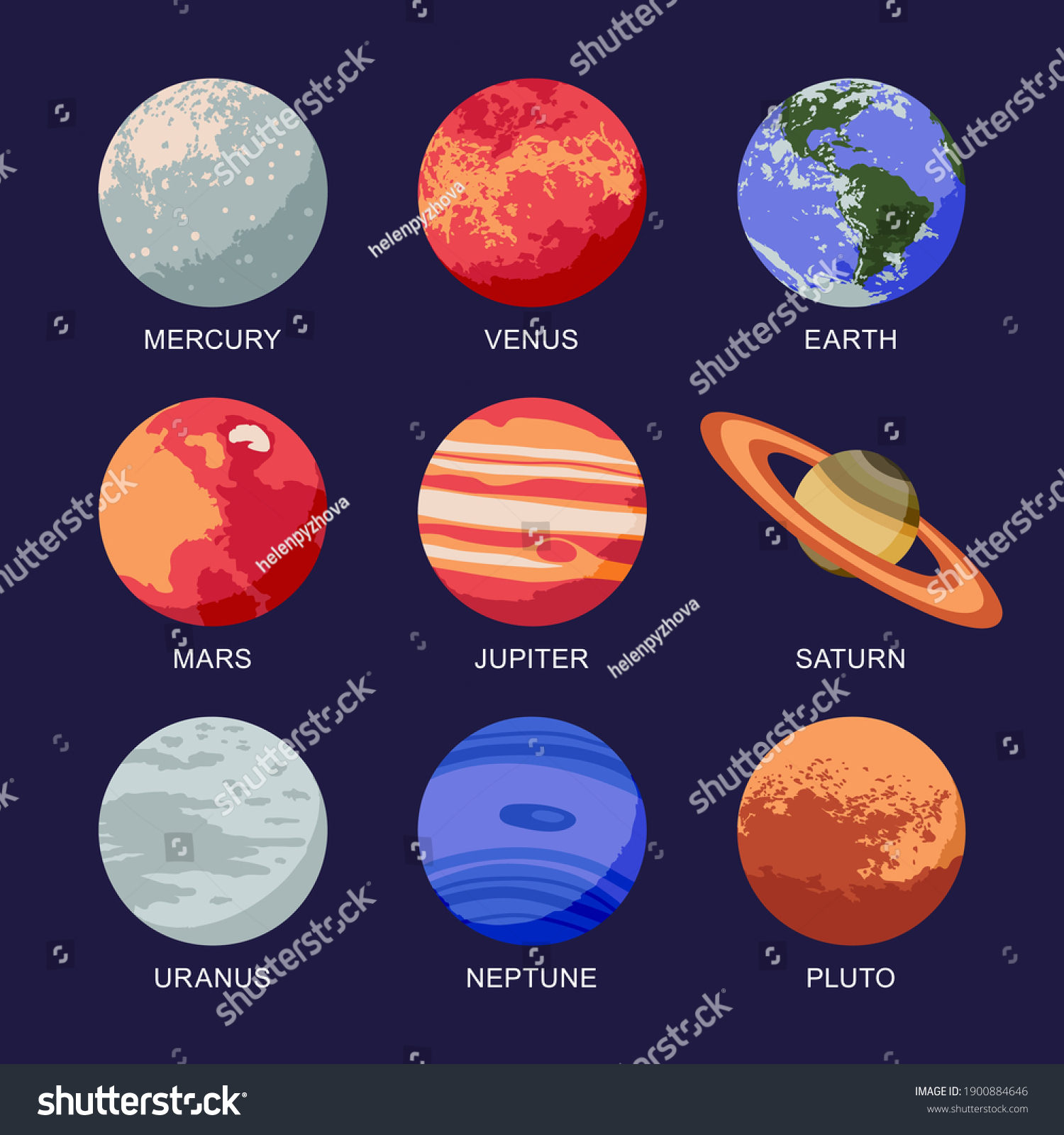 Vector Illustration Isolated Solar System Planets Stock Vector (Royalty ...