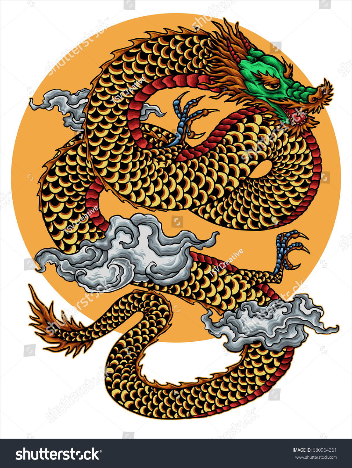 Vector Illustration Japanese Dragon Stock Vector (Royalty Free ...