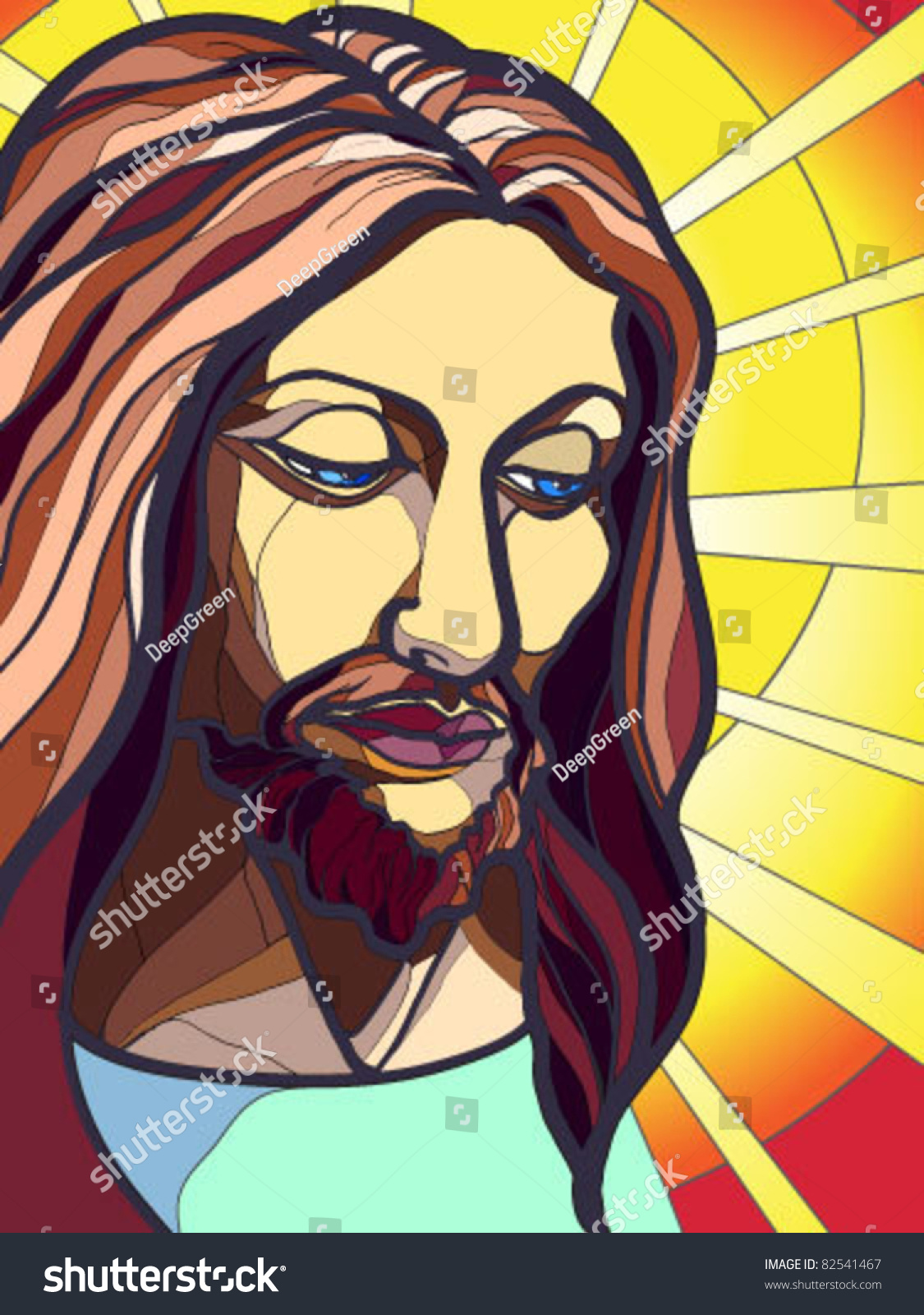 Vector Illustration Jesus Christ Stained Glass Stock Vector 82541467 ...