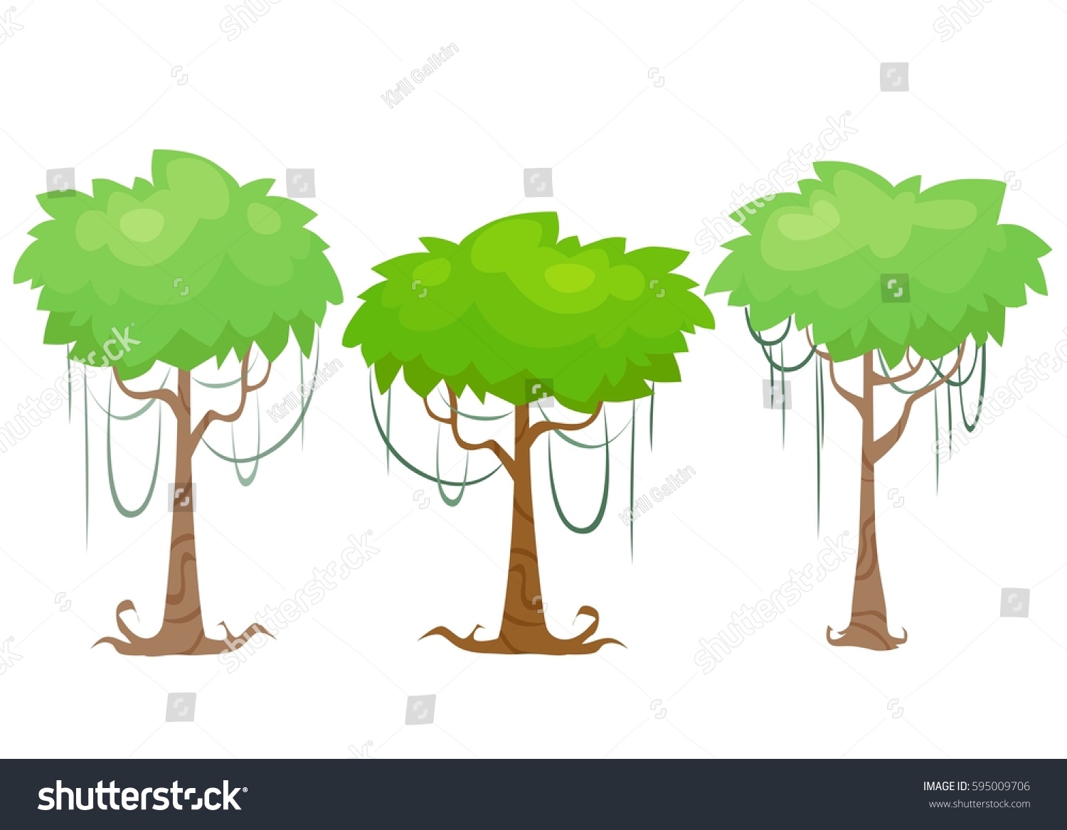 Vector Illustration Jungle Plants Tropical Tree Stock Vector (Royalty