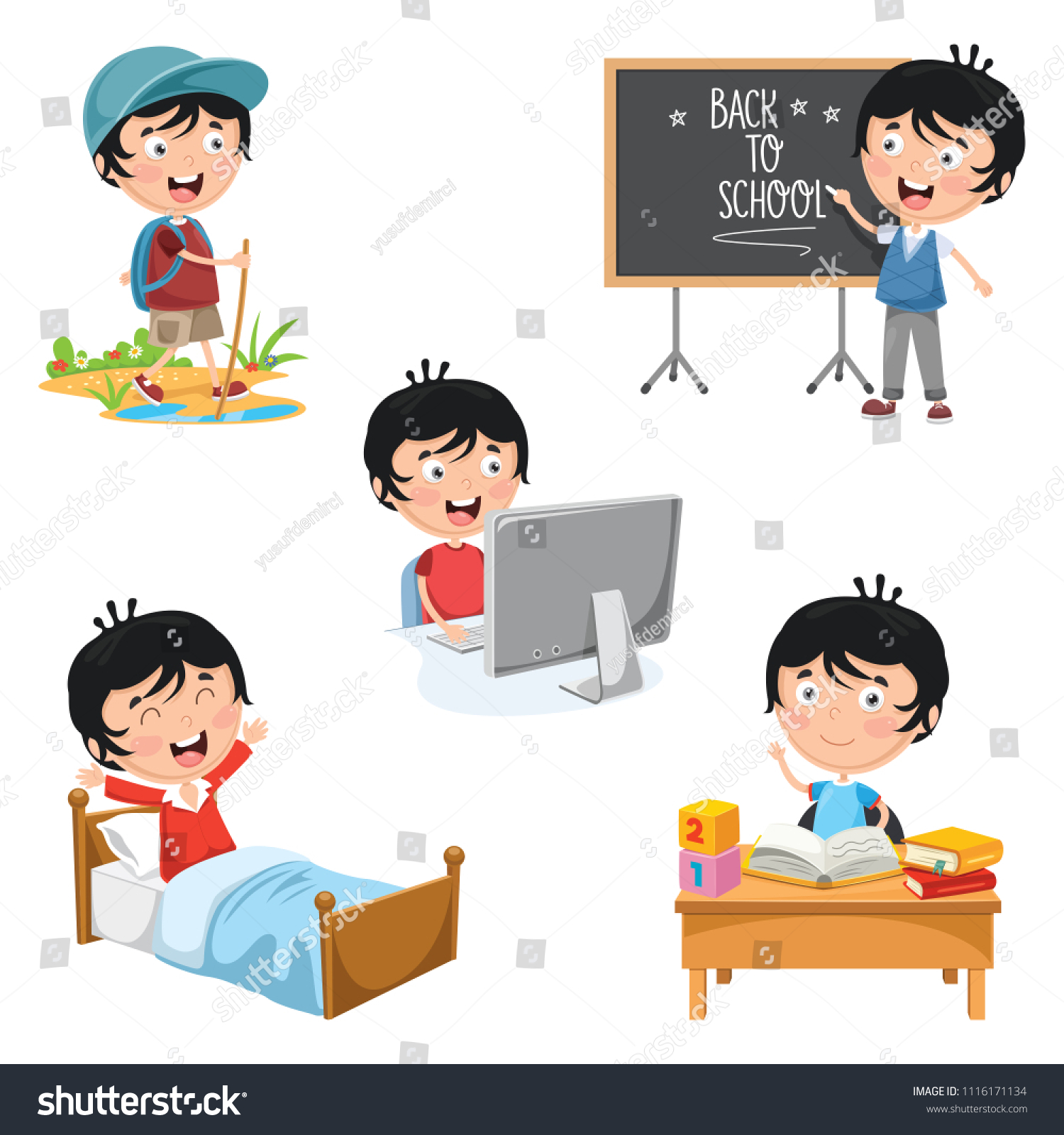 vector illustration kids daily routine activities stock vector royalty free 1116171134 shutterstock