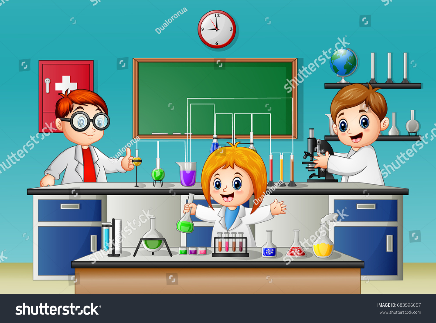 vector-illustration-kids-doing-chemical-experiment-stock-vector