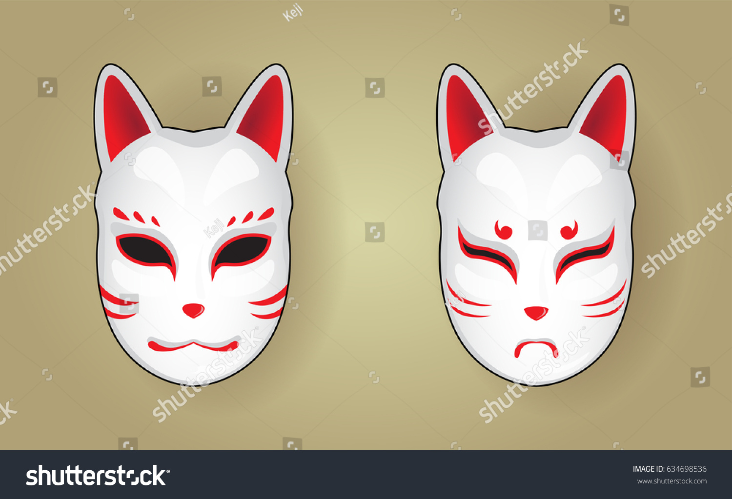 Vector Illustration Kitsune Traditional Japanese Mythical Stock Vector ...