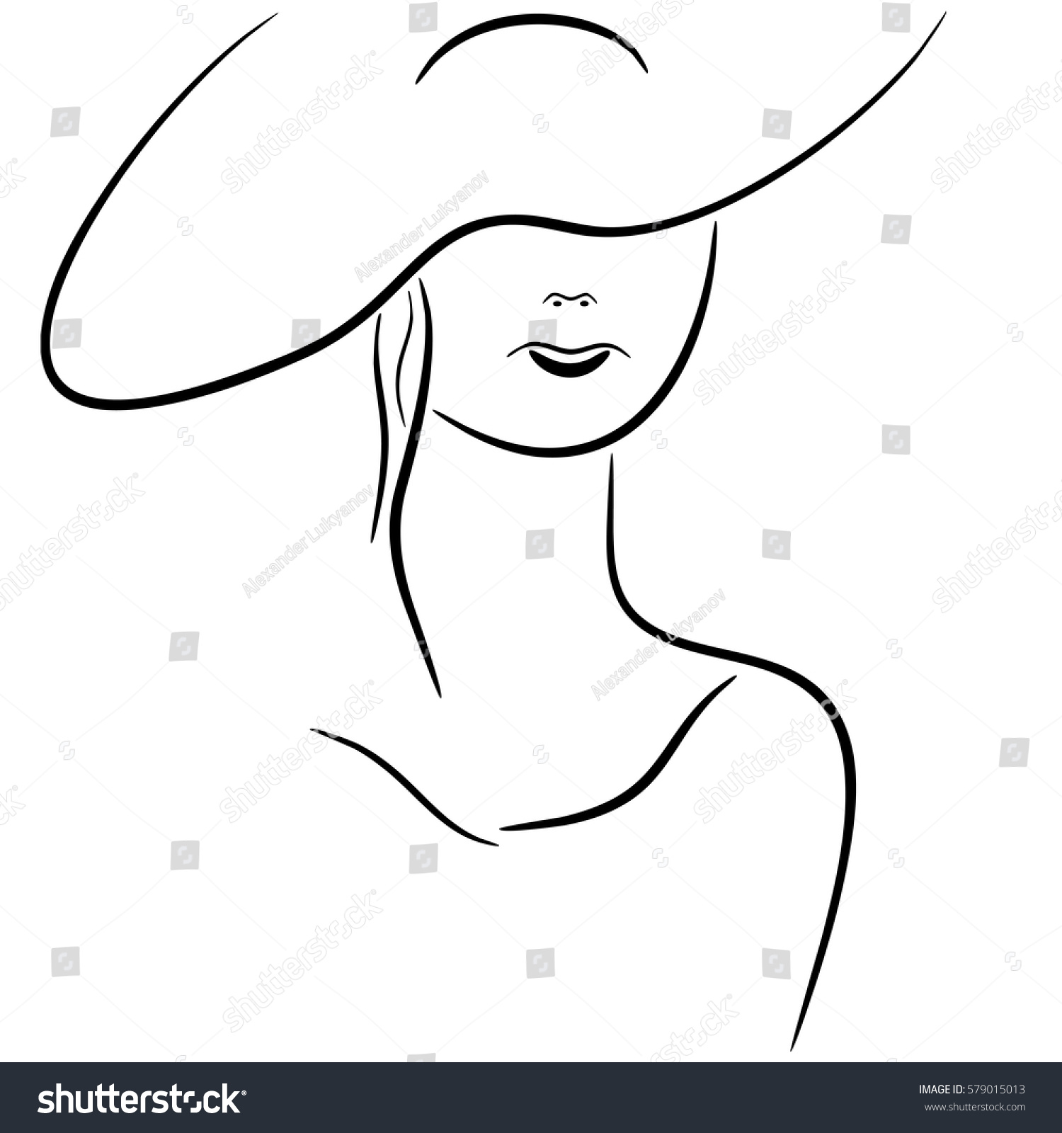 Vector Illustration Lady Hat Drawing Stock Vector (Royalty Free) 579015013