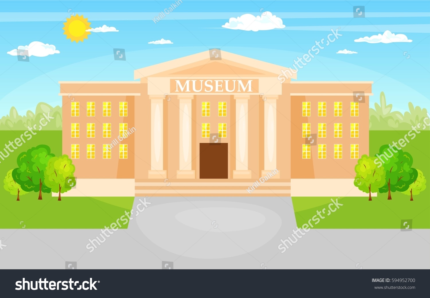 Vector Illustration Landscape Museum Building Title Stock Vector ...