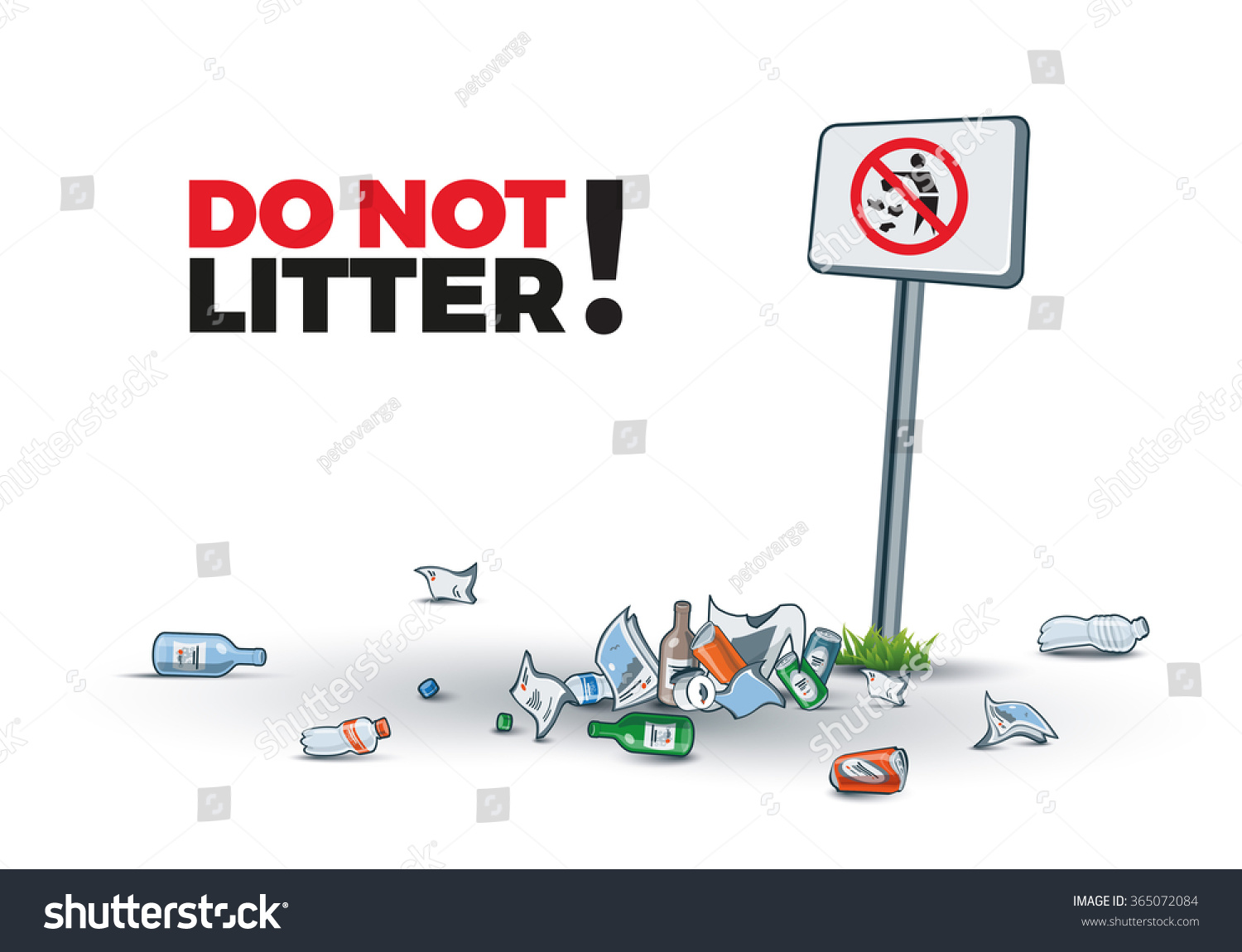 Vector Illustration Of Littering Near The No Littering Sign Creating ...