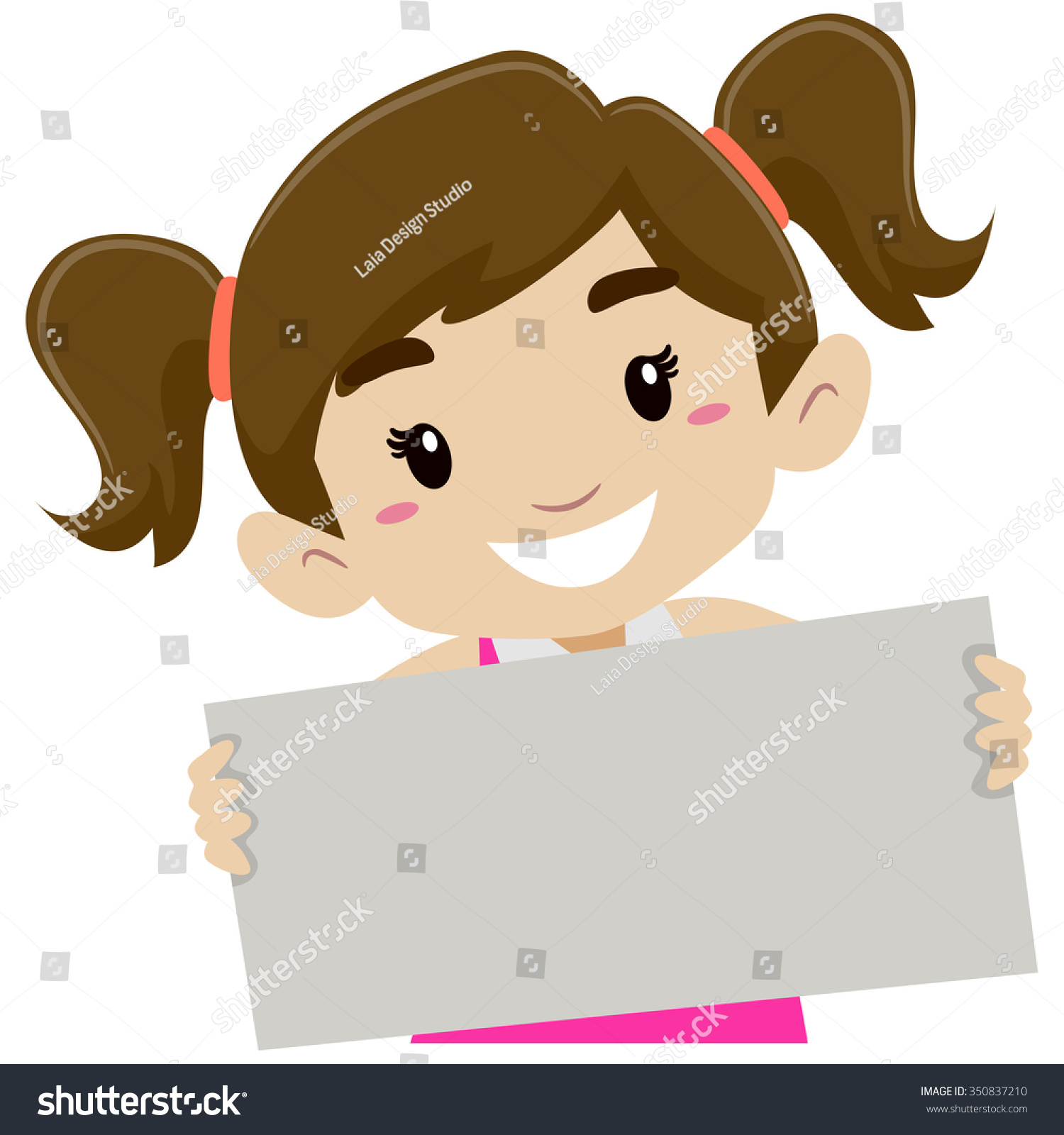 Vector Illustration Little Girl Holding Signage Stock Vector (Royalty ...