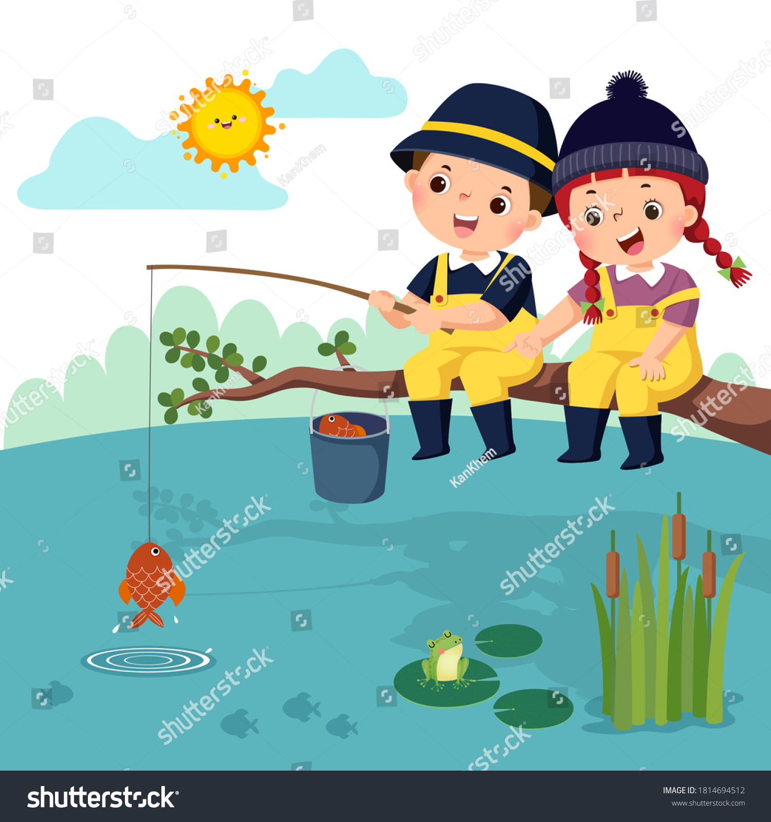 1,344 Boy catching fish Stock Illustrations, Images & Vectors ...