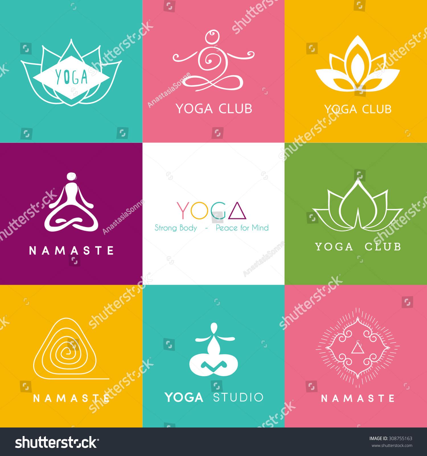 Vector Illustration Logo Yoga Studio Stock Vector (Royalty Free) 308755163