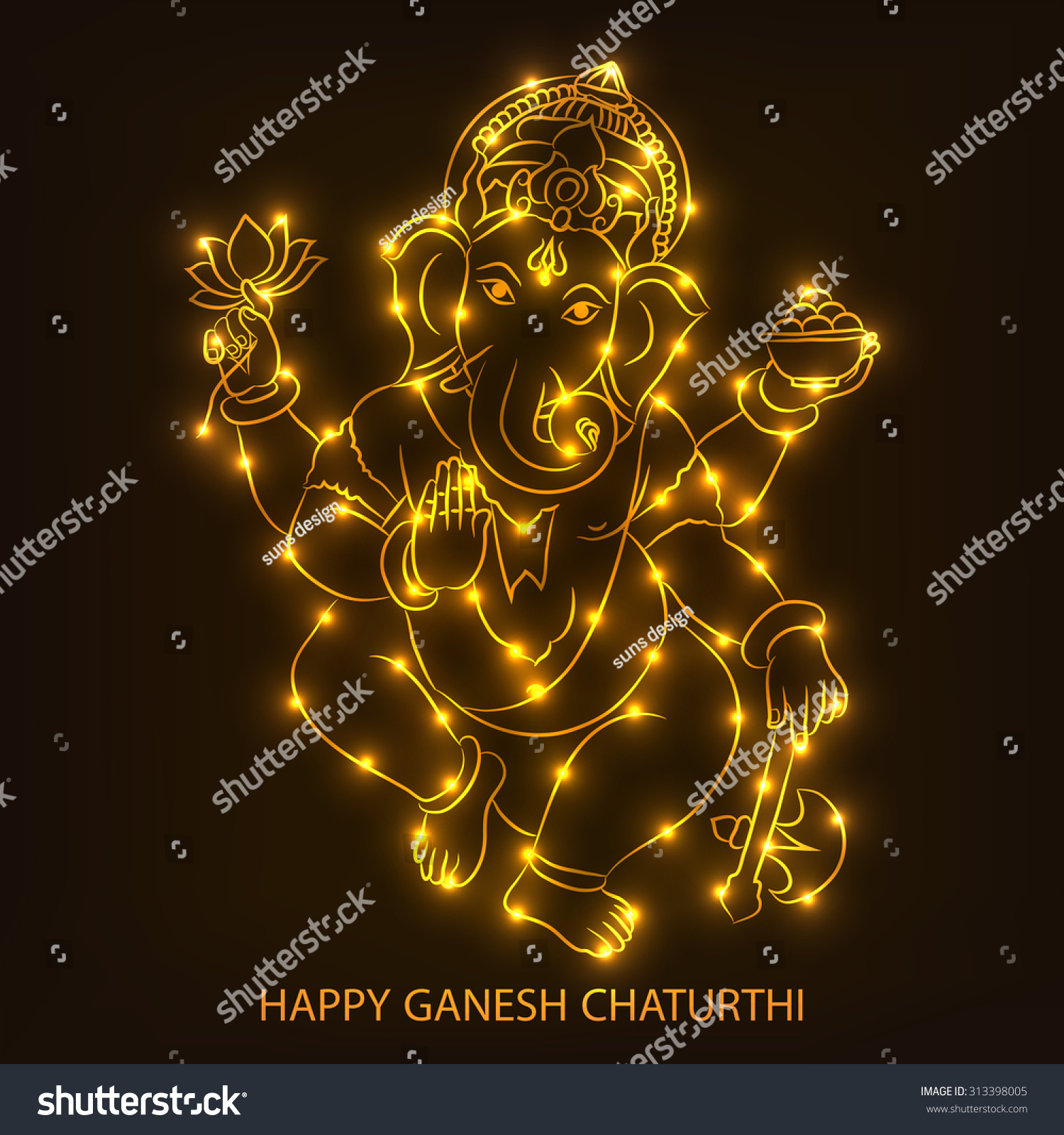 Vector Illustration Of Lord Ganesh For Ganpati Chaturthi. - 313398005 ...