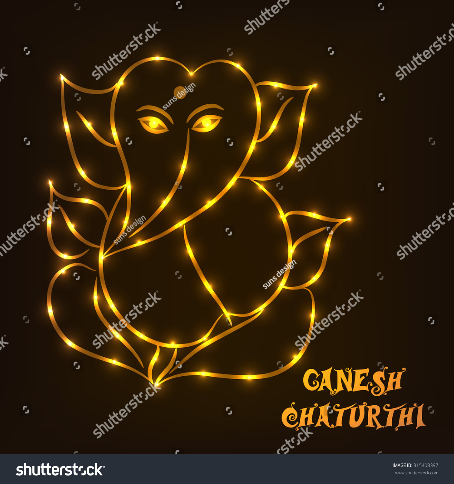 Vector Illustration Lord Ganesh Ganpati Chaturthi Stock Vector (Royalty ...