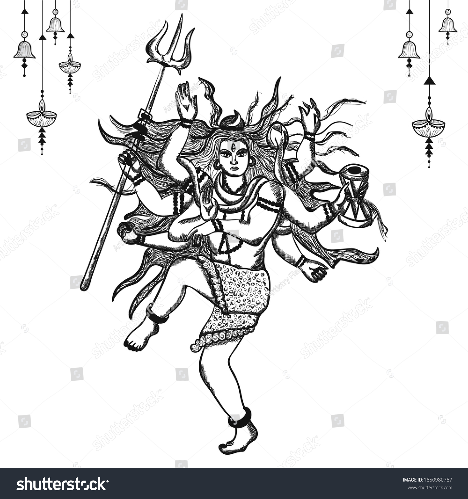 SVG of Vector illustration of lord shiva. Sketch of Lord shiva in Natraj dance for mahashivratri Festival. svg