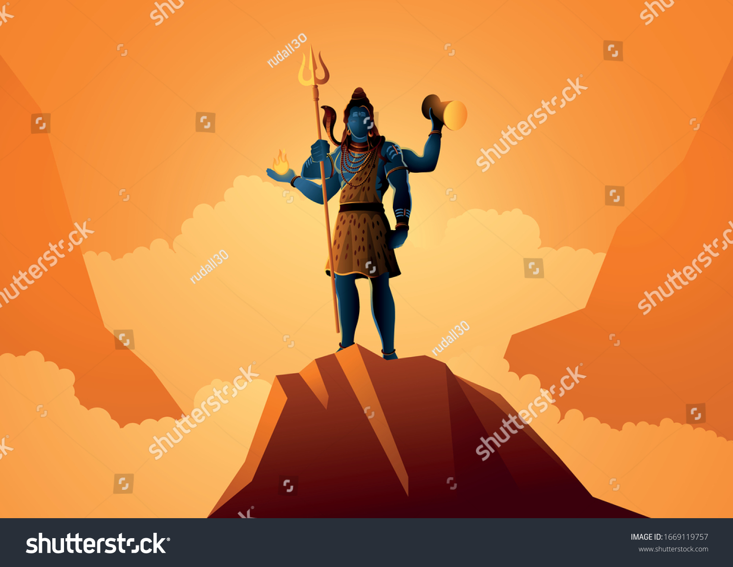 Vector Illustration Lord Shiva Standing On Vector Có Sẵn Miễn Phí Bản Quyền 1669119757