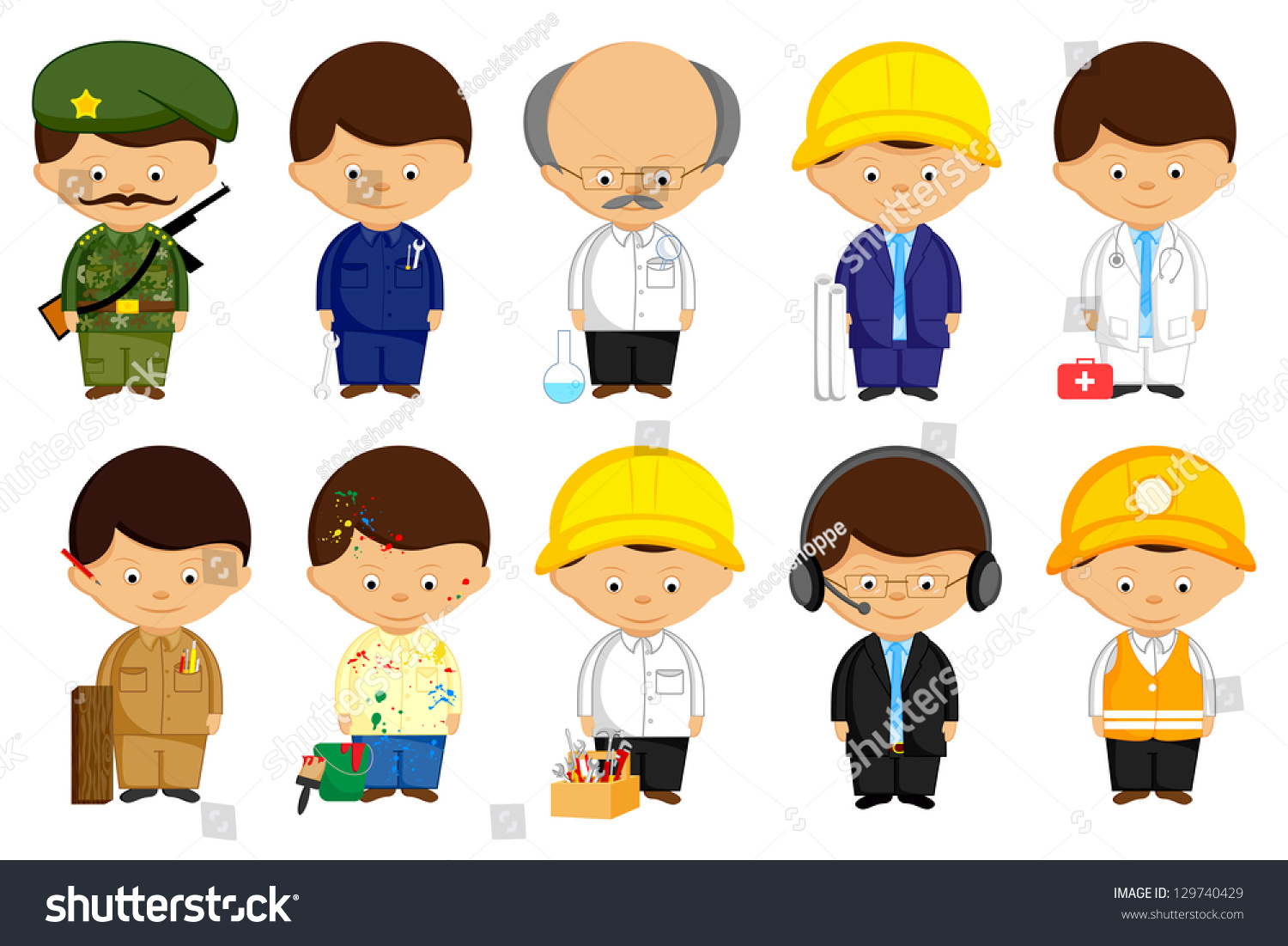 Vector Illustration Man Different Profession Uniform Stock Vector ...