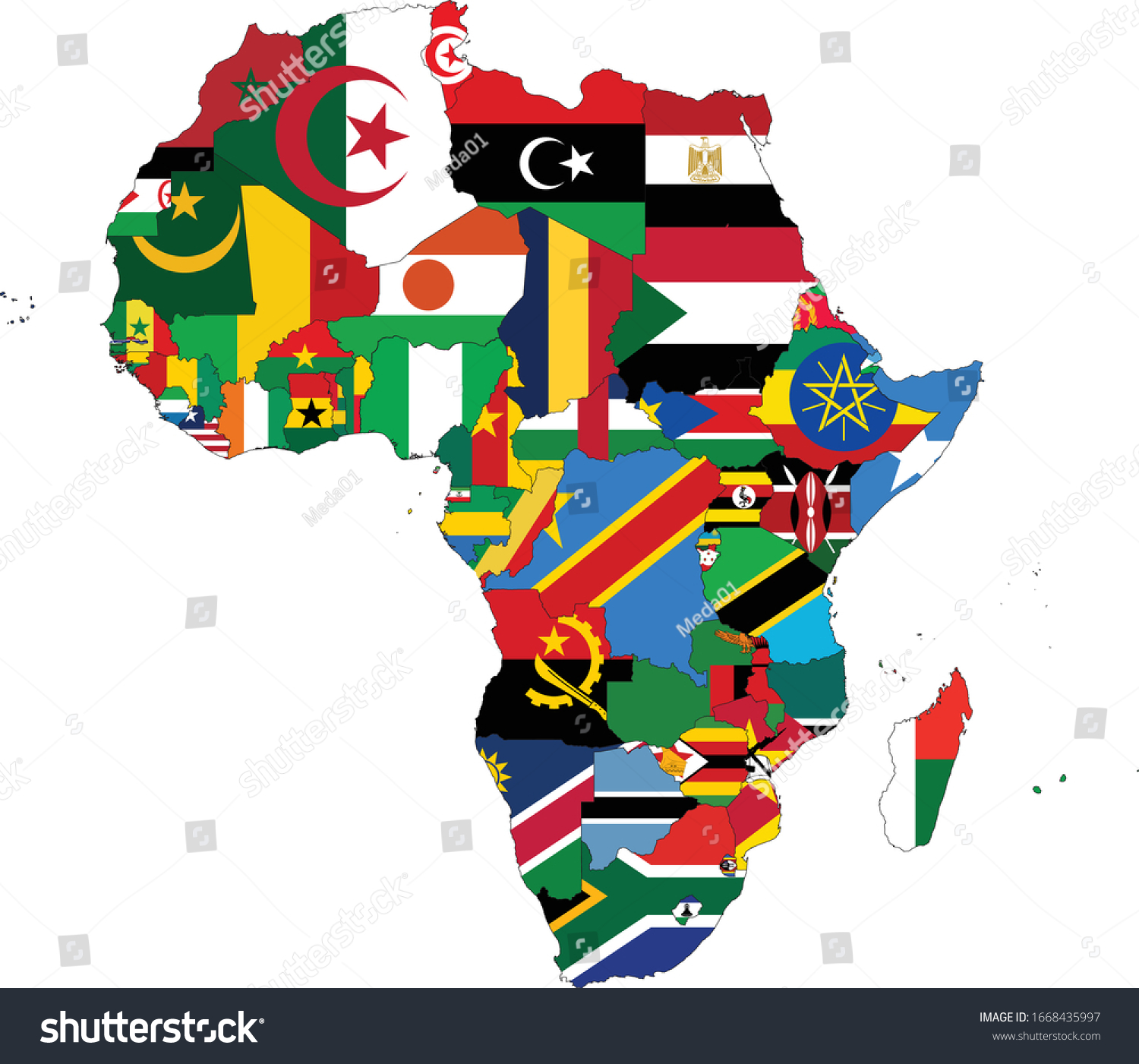 Vector Illustration Map African Countries National Stock Vector Royalty Free 1668435997 9267