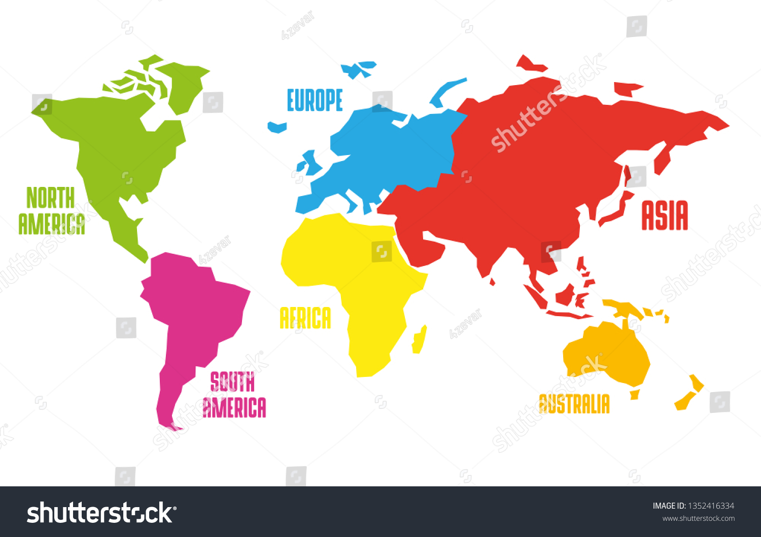 Vector Illustration Map World Stock Vector (Royalty Free) 1352416334