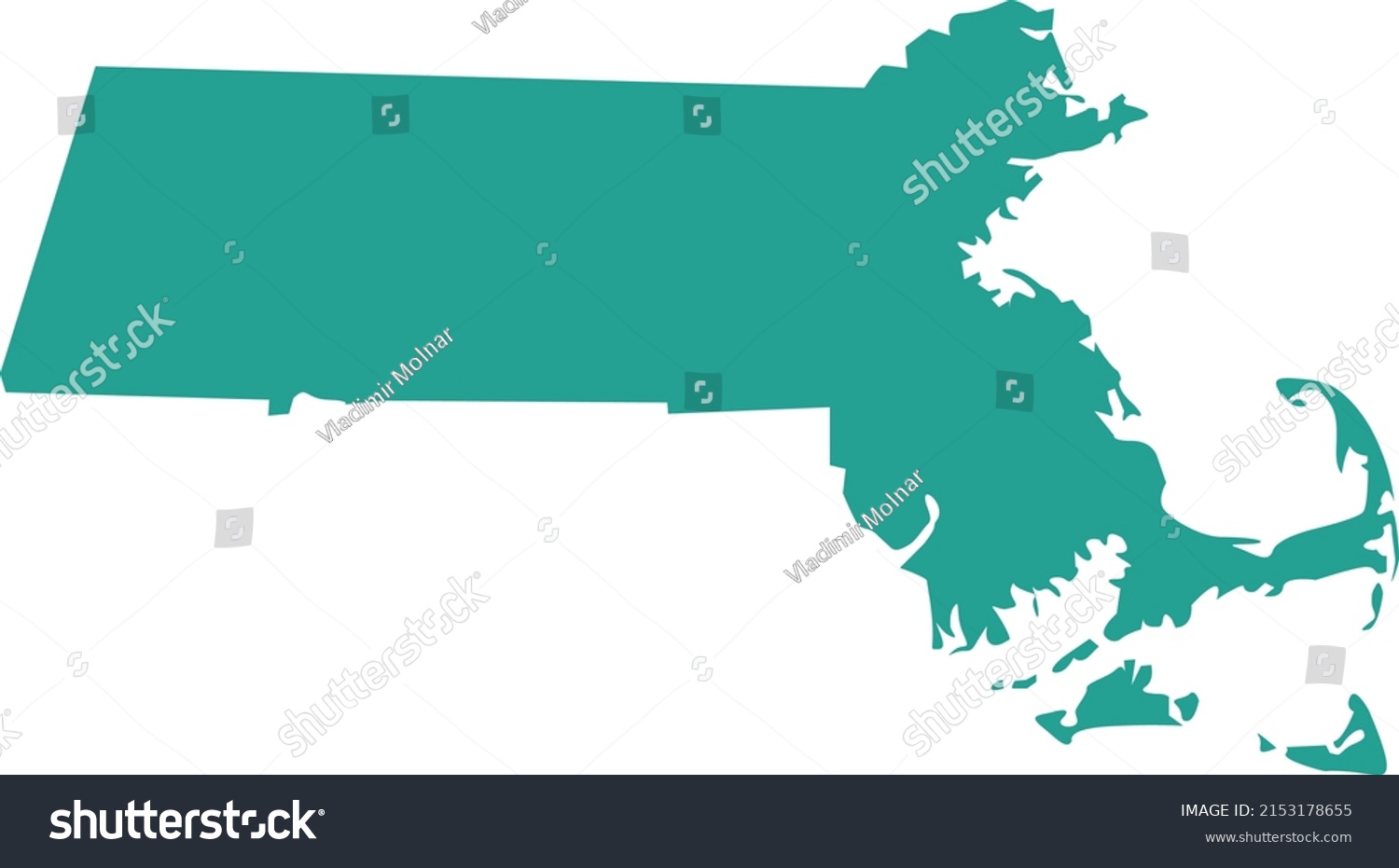 Vector Illustration Massachusetts Map Stock Vector (royalty Free 