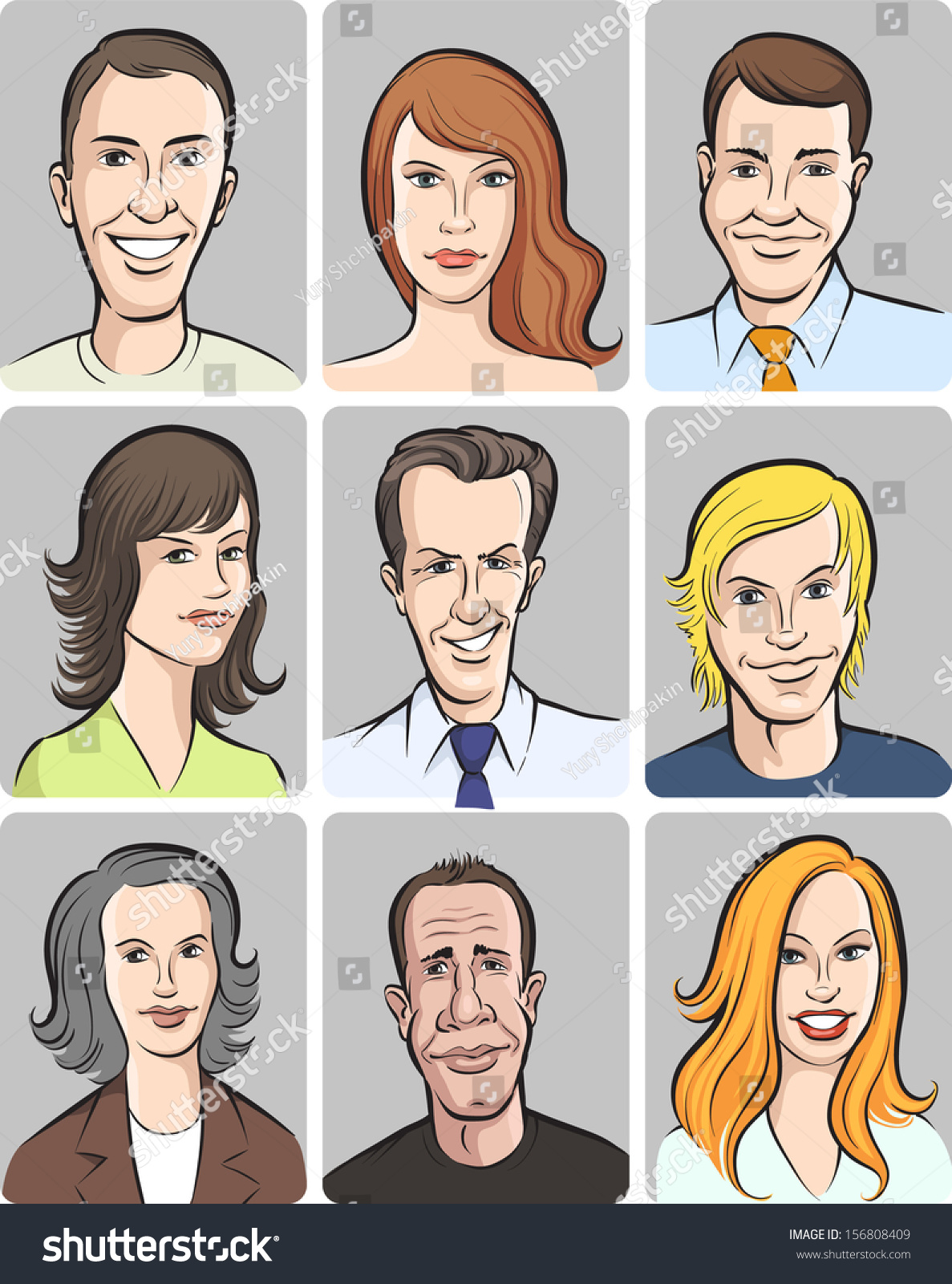 Vector Illustration Men Women Faces Vector Stock Vector (Royalty Free ...