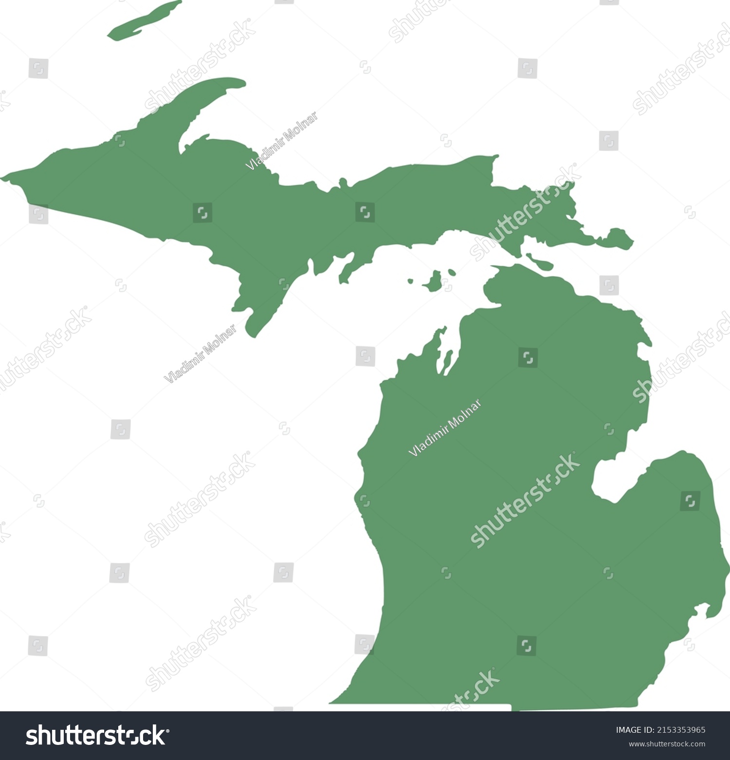 Vector Illustration Michigan Map Stock Vector (Royalty Free) 2153353965