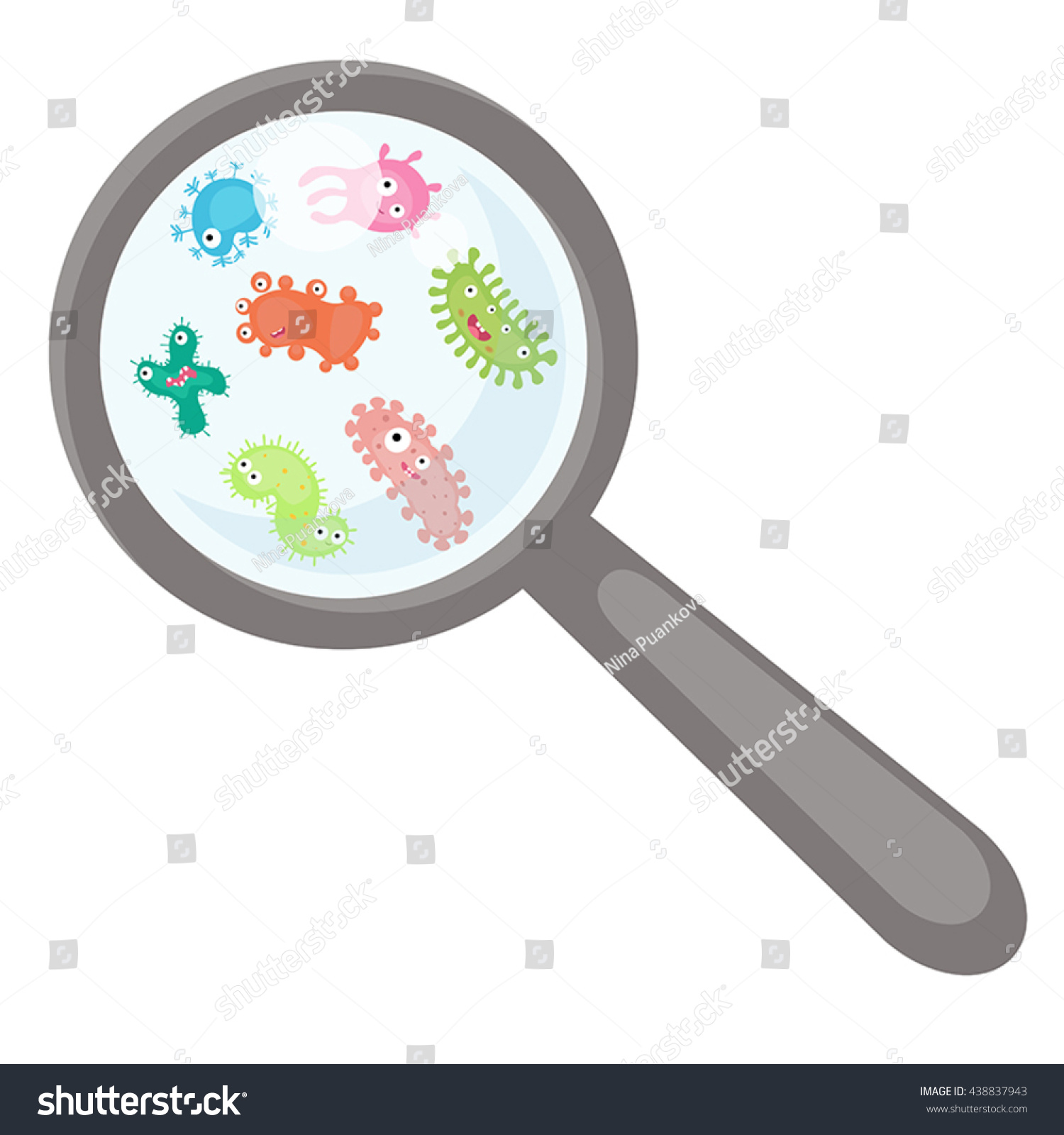 Vector Illustration Microbes Peek Out Magnifying Stock Vector 438837943 ...