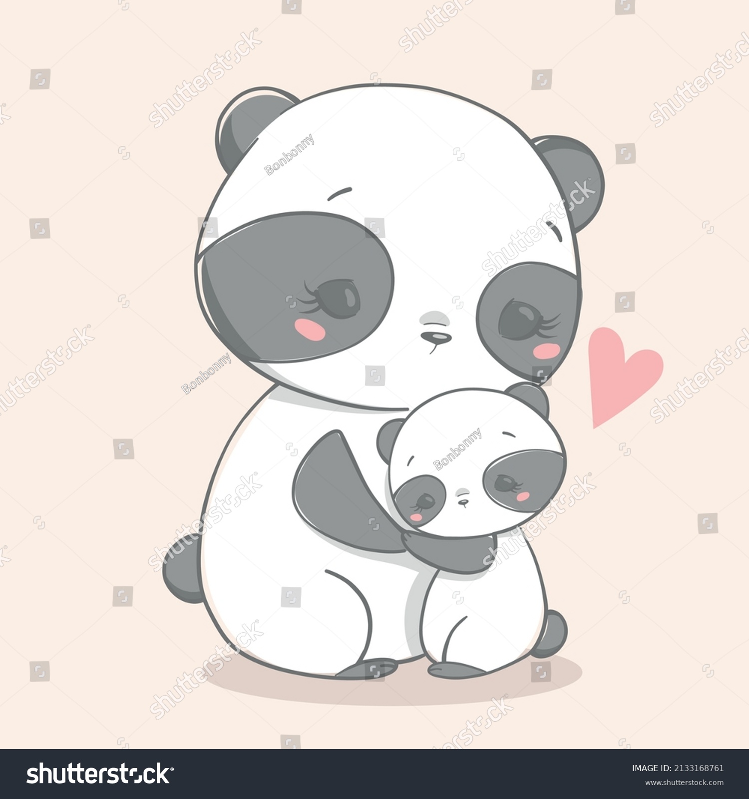 SVG of Vector illustration of mother's day. Panda hug. svg