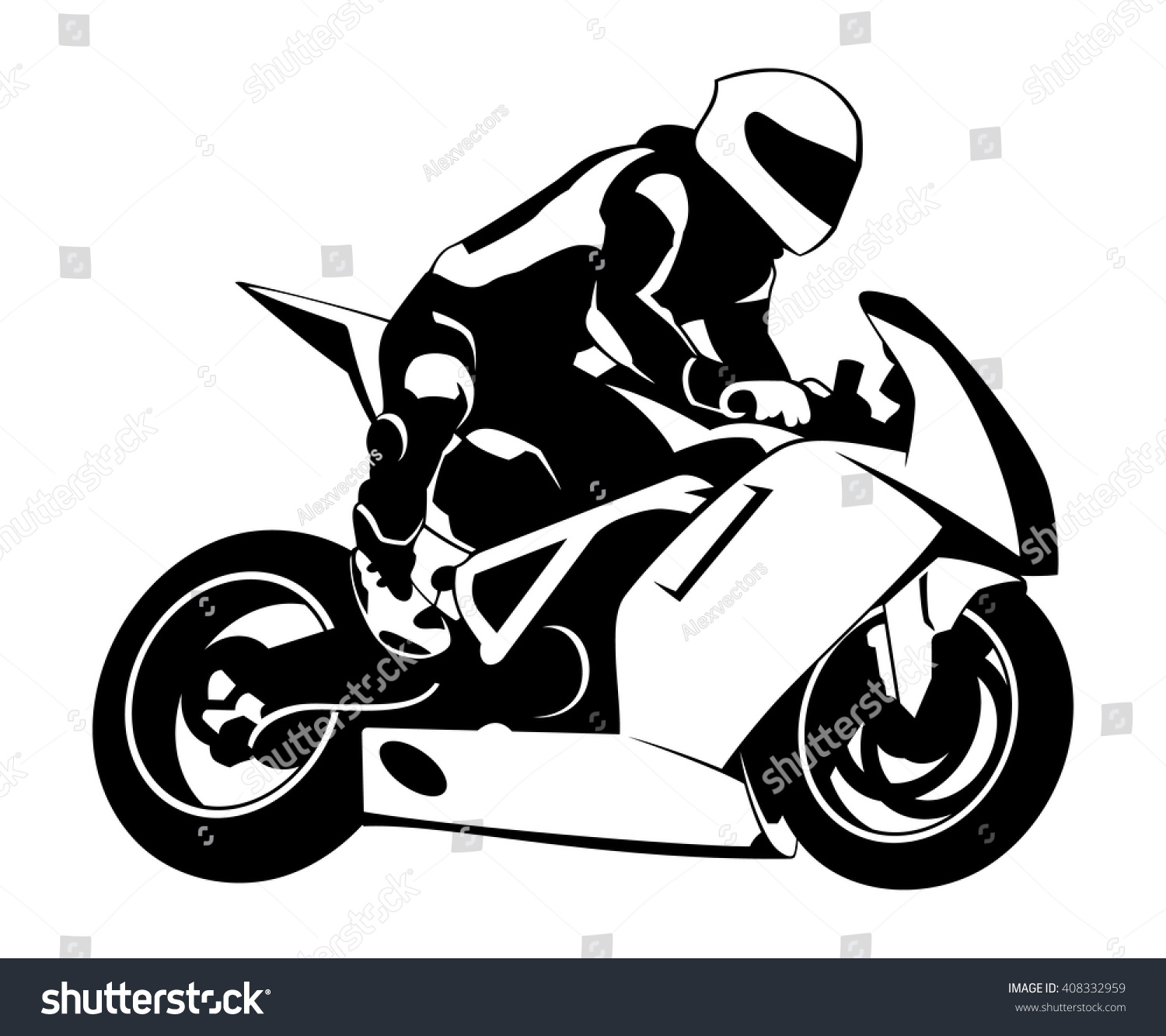 Vector Illustration Motorcycle Racer On Sportbike Stock Vector