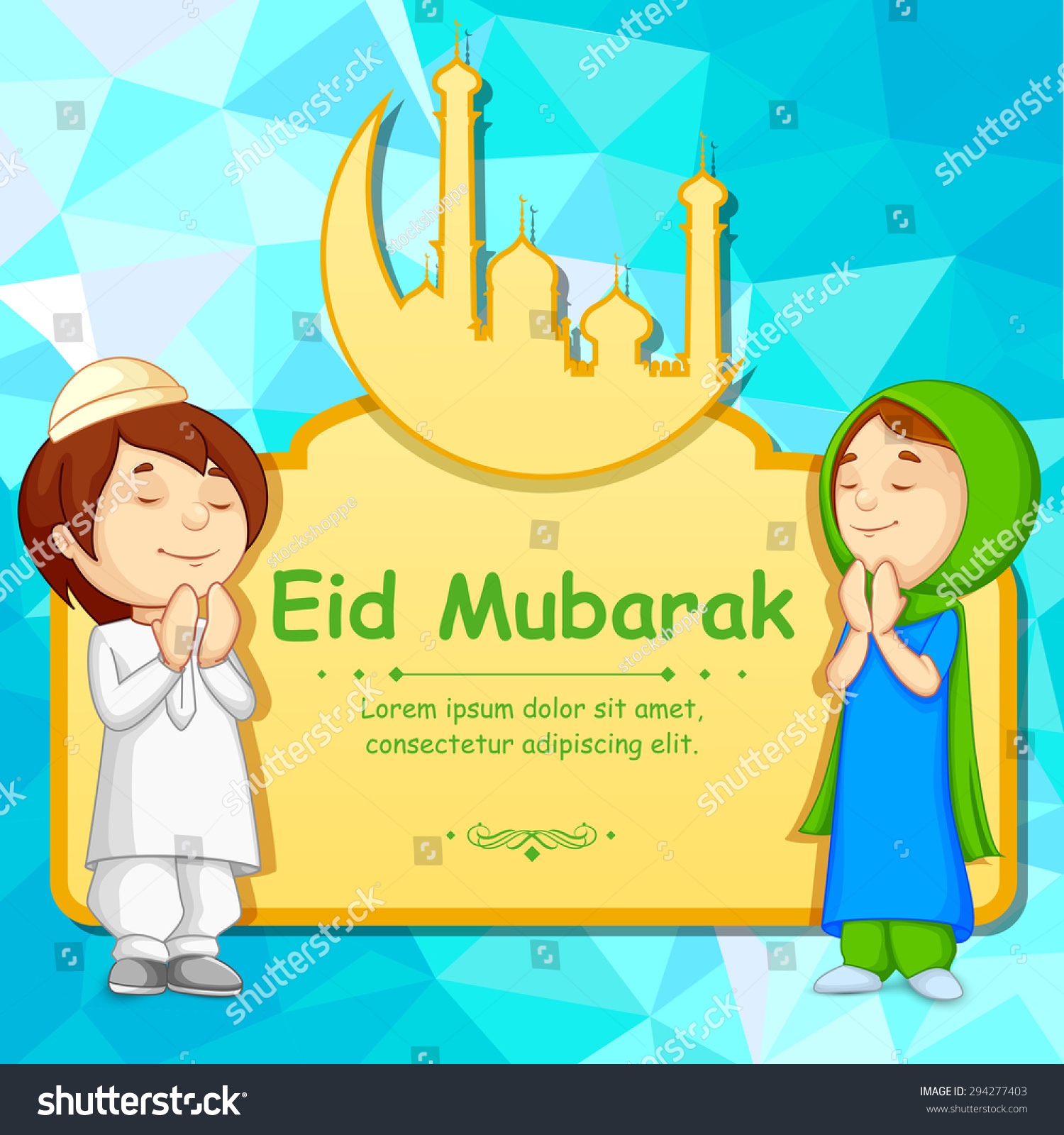 Vector Illustration Muslim Kids Offering Namaaz Stock Vector (Royalty ...