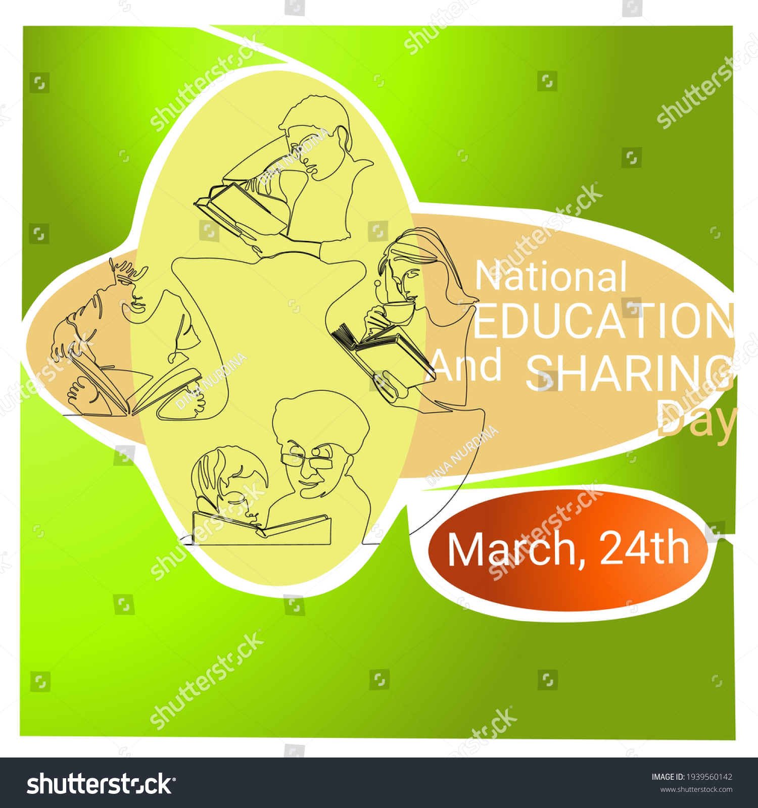 Vector Illustration National Education Sharing Day Stock Vector