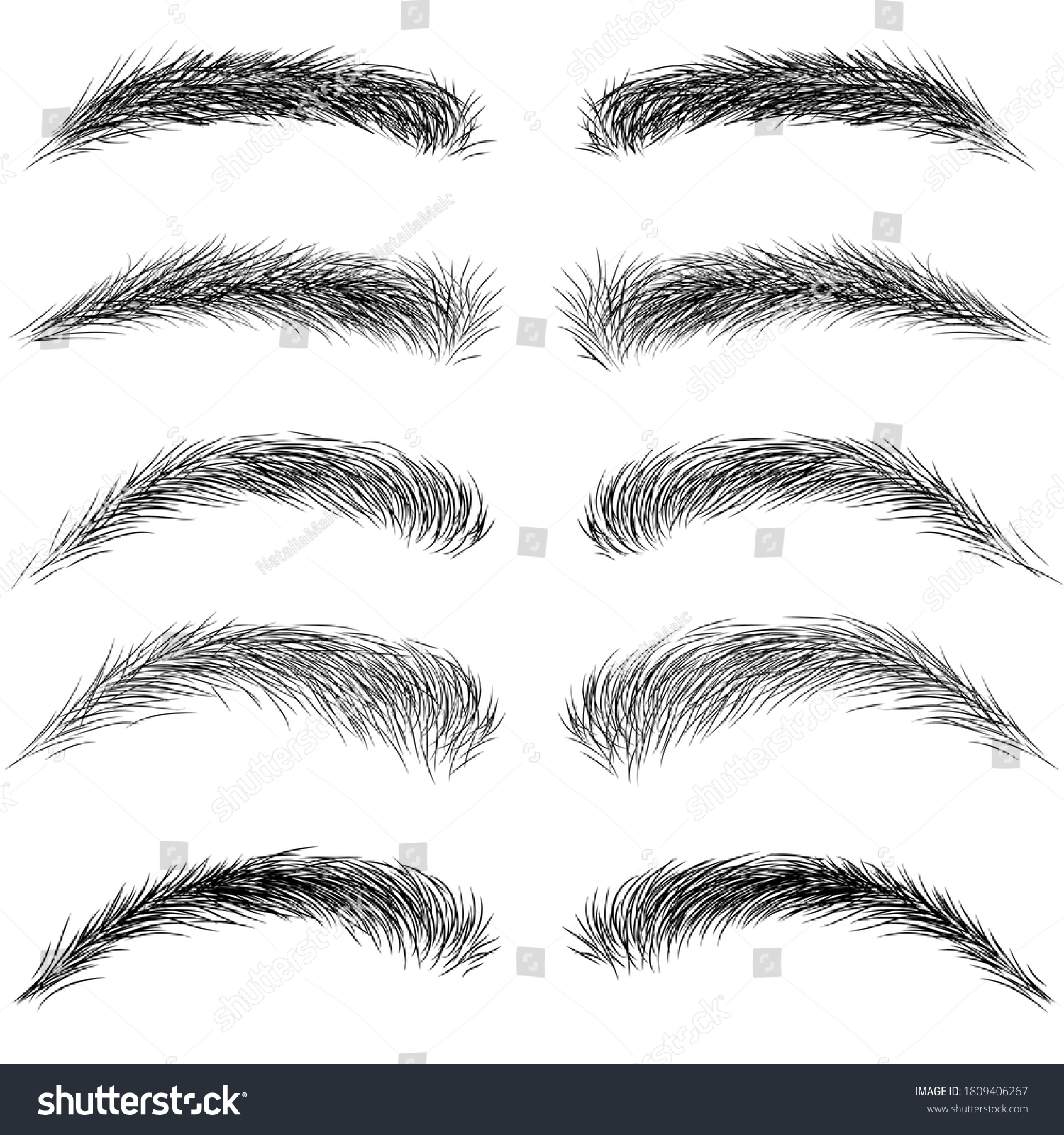 Vector Illustration Natural Eyebrows Slight Asymmetry Stock Vector ...