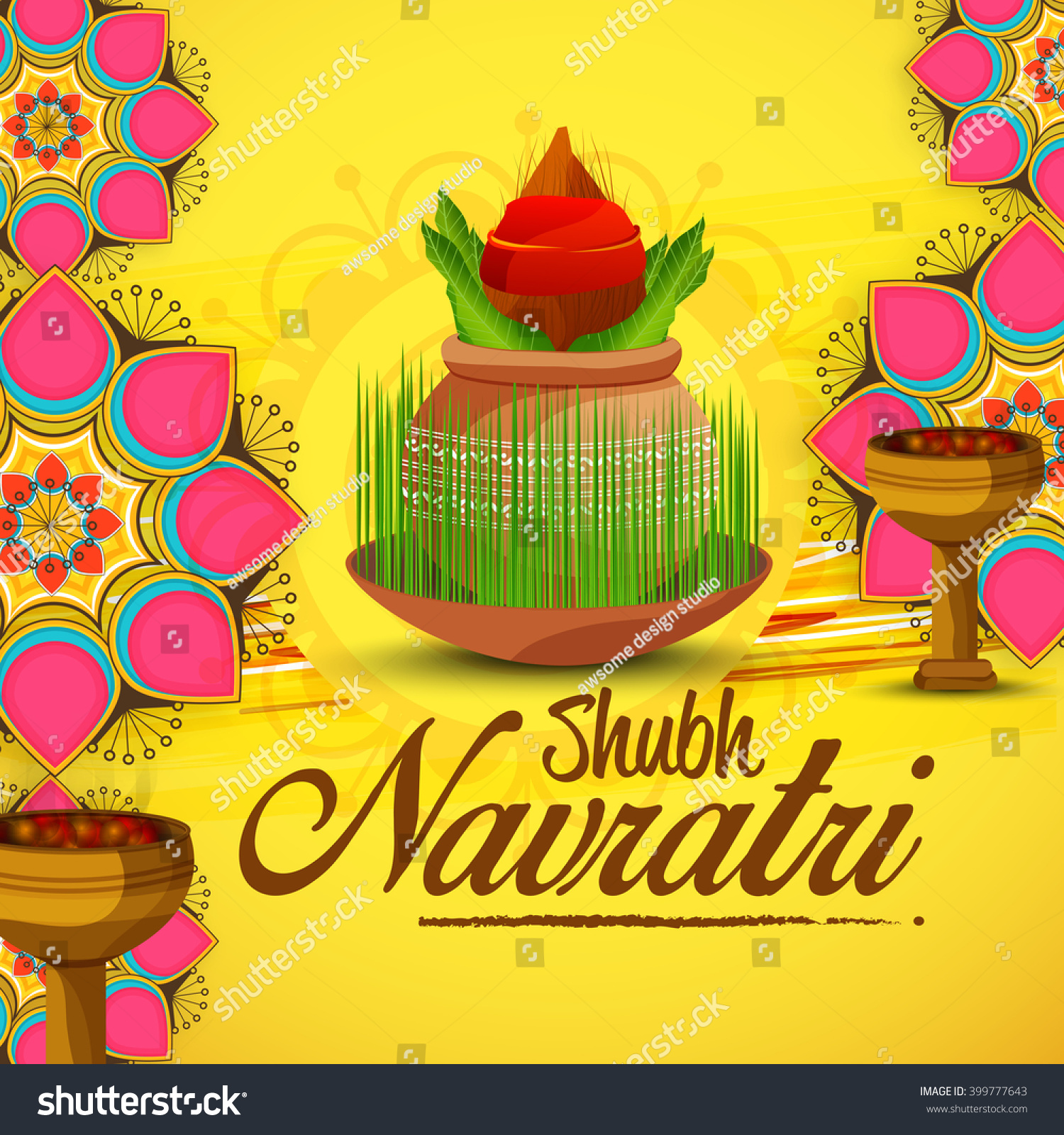 Vector Illustration Navratri Festival Greeting Card Stock Vector ...