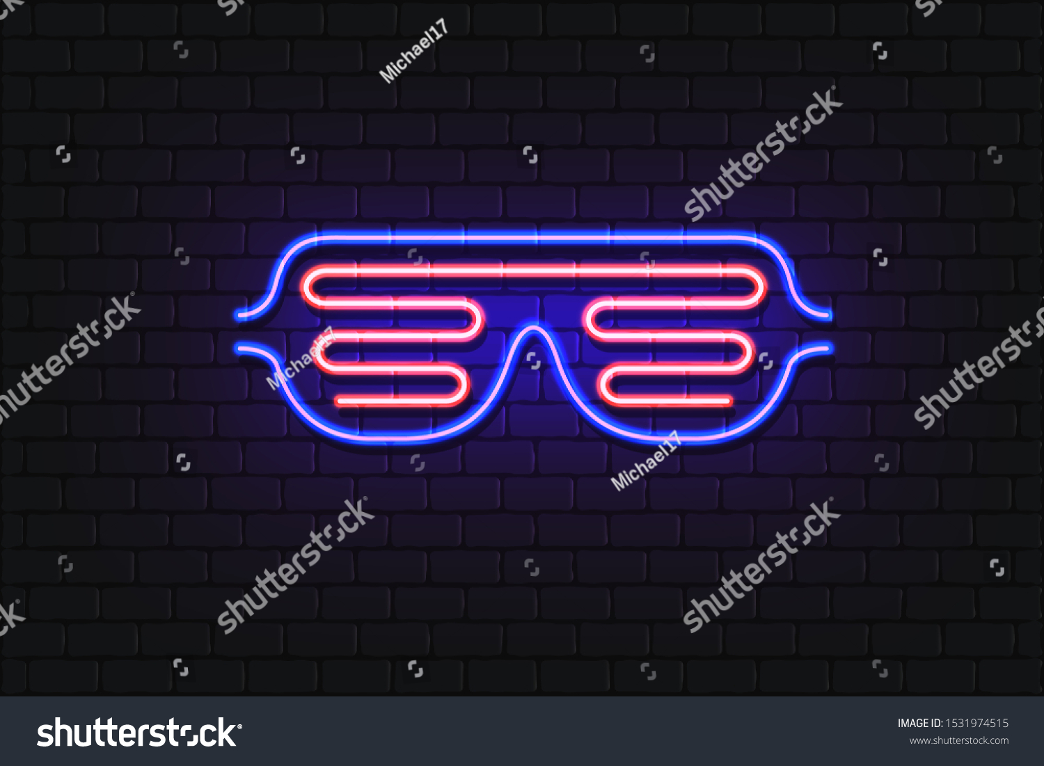 Vector Illustration Neon Shutter Shades Retro Stock Vector (Royalty ...