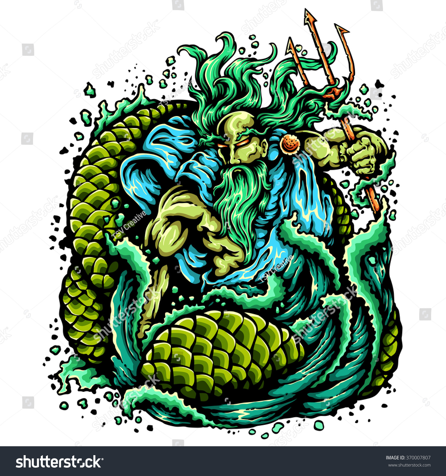 Vector Illustration Neptune God Water Stock Vector (Royalty Free) 370007807