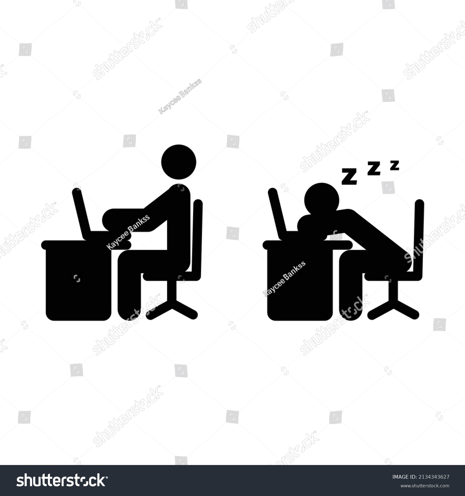 Vector Illustration Office Worker Icon Silhouette Stock Vector (Royalty ...