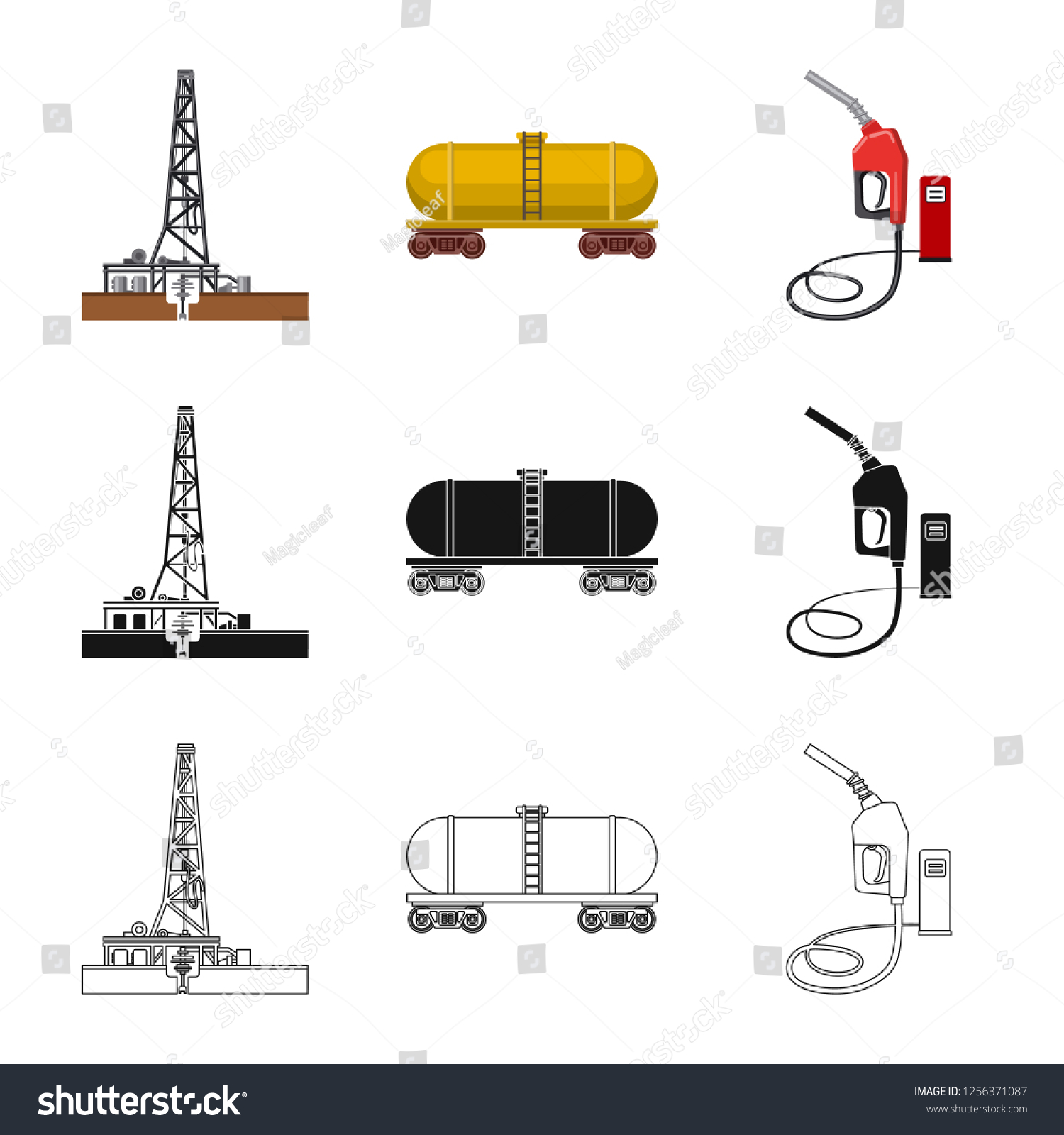 Vector Illustration Oil Gas Symbol Collection Stock Vector (Royalty ...