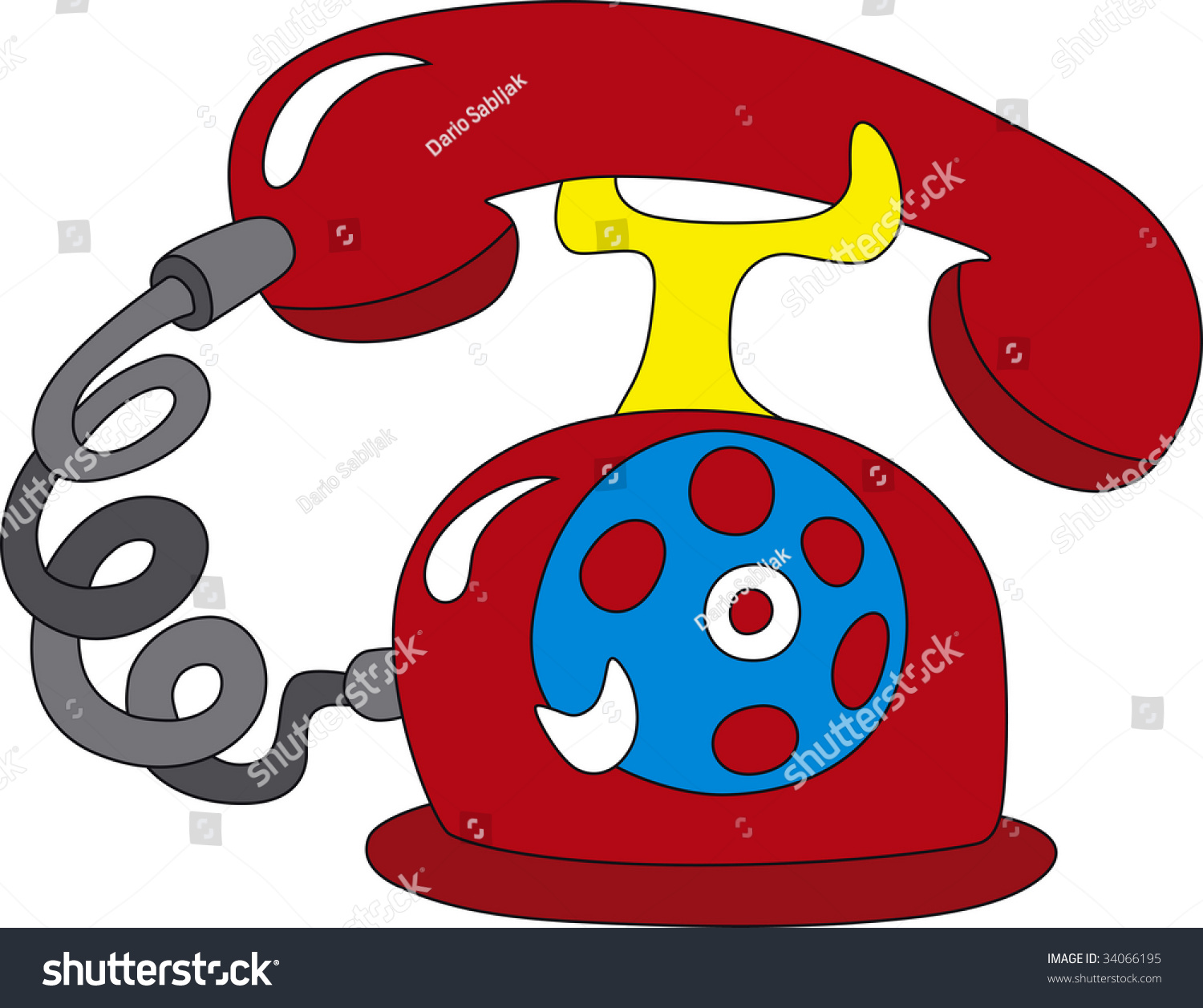 Vector Illustration Of Old Rotary Red Telephone - 34066195 : Shutterstock