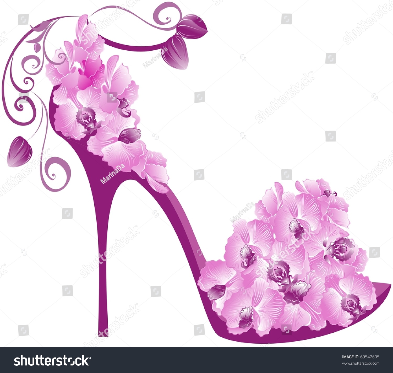 high heels with flowers on them