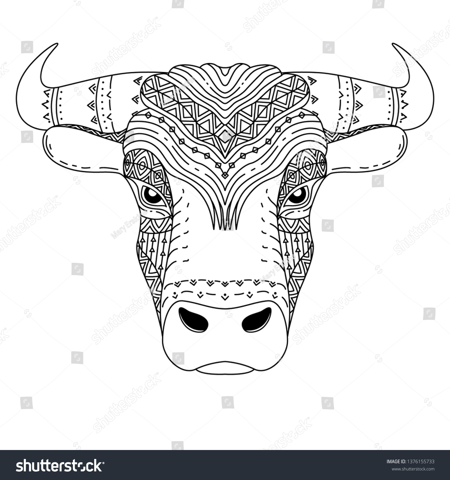 Download Vector Illustration Ox Chinese Horoscope Sign Stock Vector Royalty Free 1376155733
