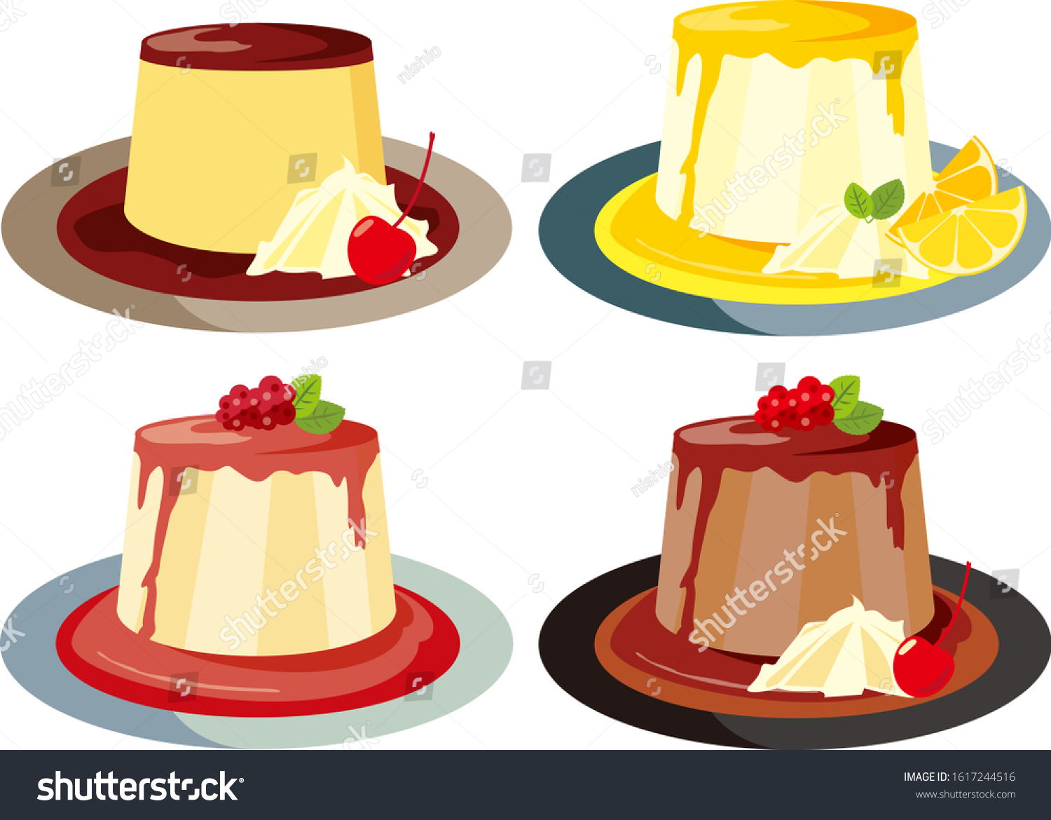 Vector Illustration Panna Cotta On Plate Stock Vector (Royalty Free ...