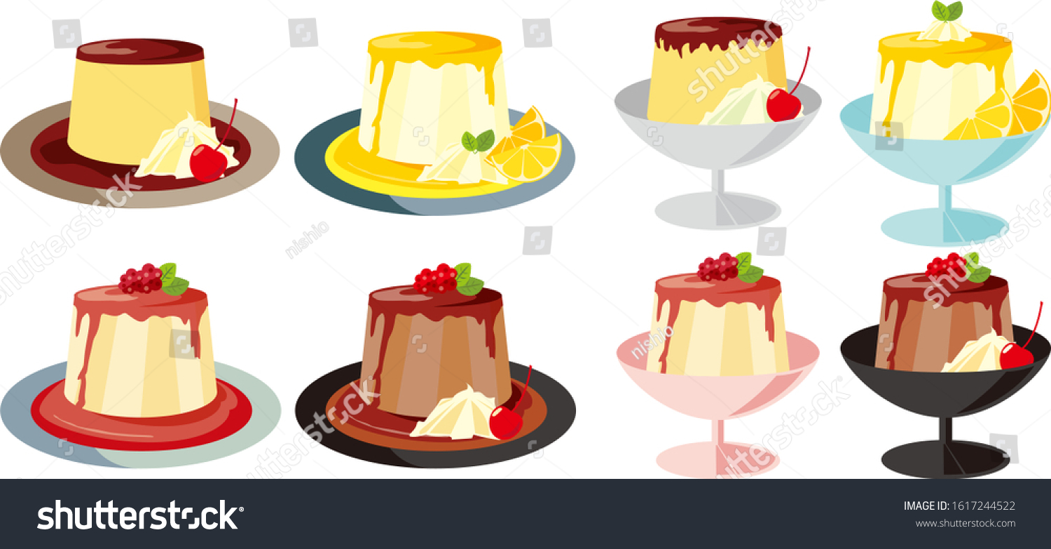 Vector Illustration Panna Cotta On Plate Stock Vector (Royalty Free ...