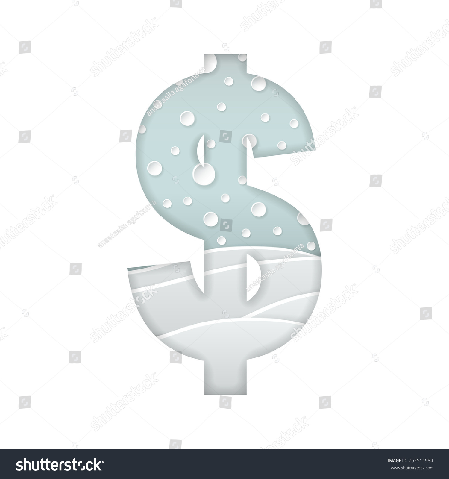 Vector Illustration Paper Art Cut Currency Stock Vector Royalty - vector illustration of paper art cut currency sign of dollar symbol with winter landscape with multi