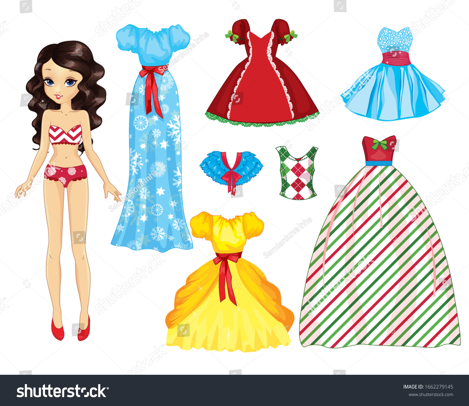 Vector Illustration Paper Doll Bright Fabulous Stock Vector (Royalty ...