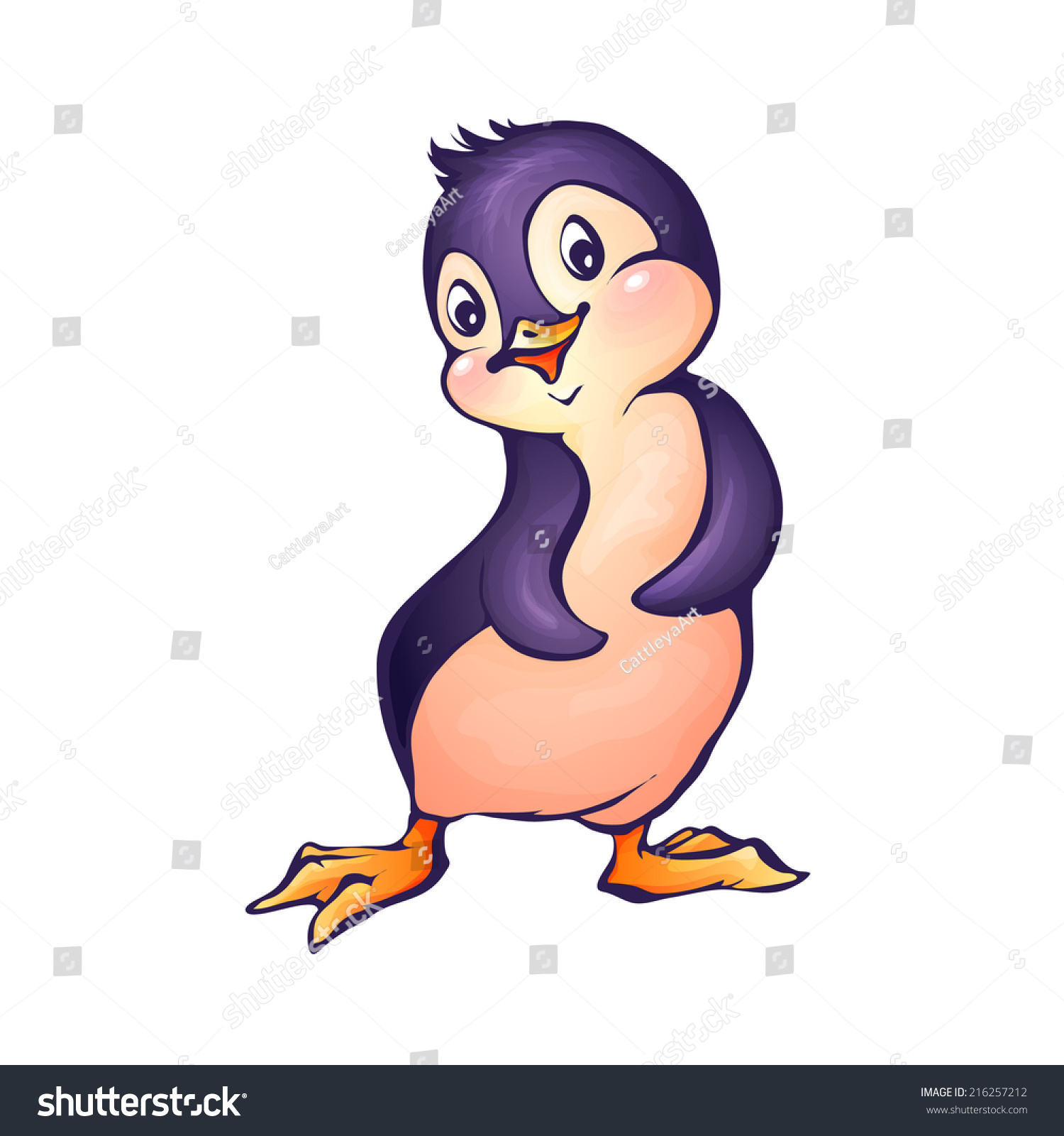 Vector Illustration Penguin Cartoon Style Stock Vector 216257212 ...