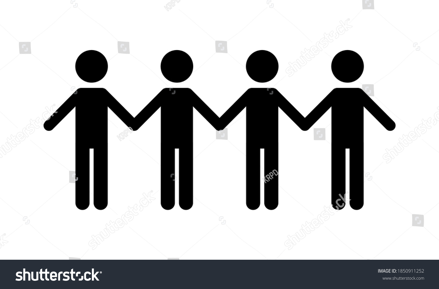 Vector Illustration People Holding Hands Standing Stock Vector (Royalty ...