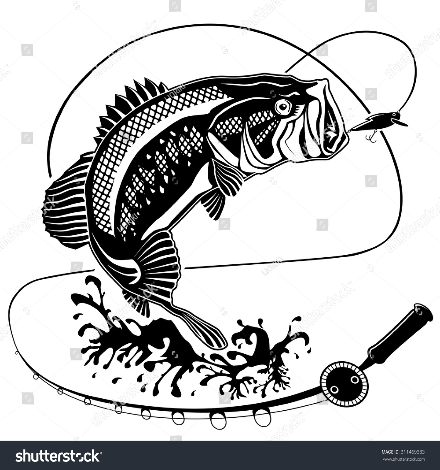 Download Vector Illustration Perch Fish Fishing Rod Stock Vector 311469383 - Shutterstock