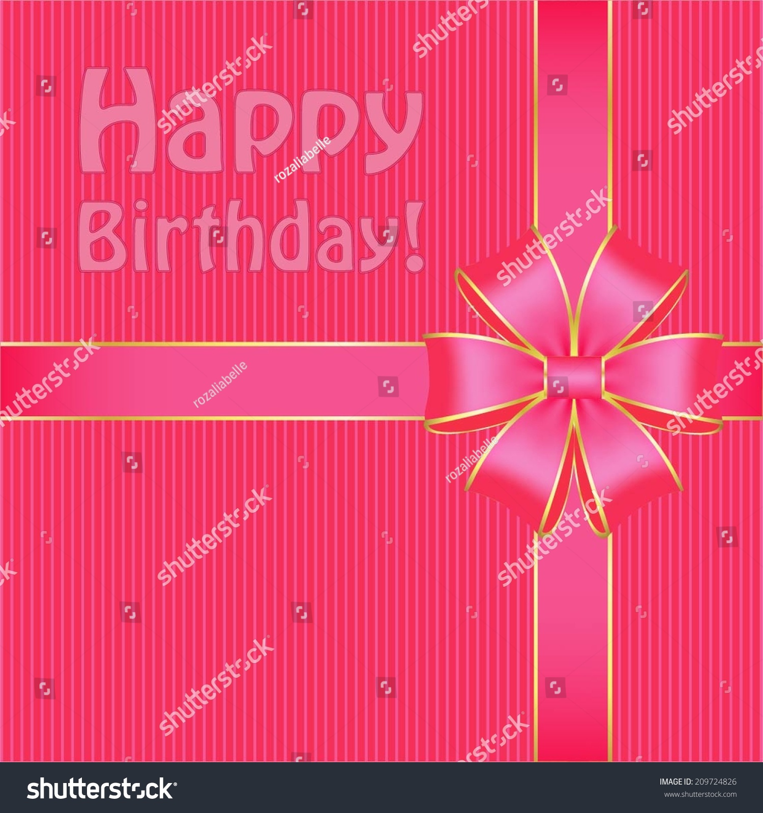 Vector Illustration Of Pink Bow. Happy Birthday! - 209724826 : Shutterstock