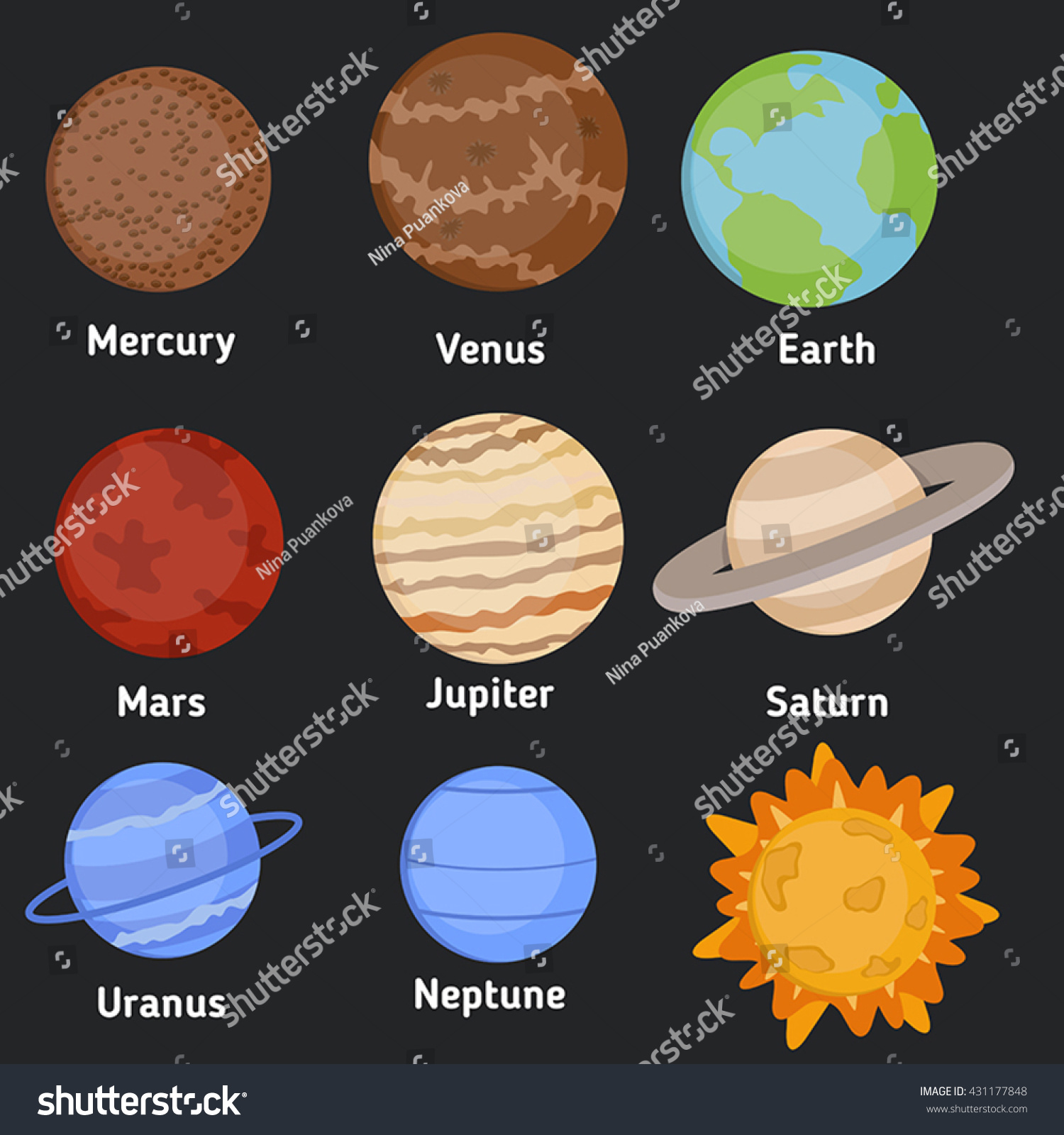 Vector Illustration Of Planets Our Solar System. - 431177848 : Shutterstock