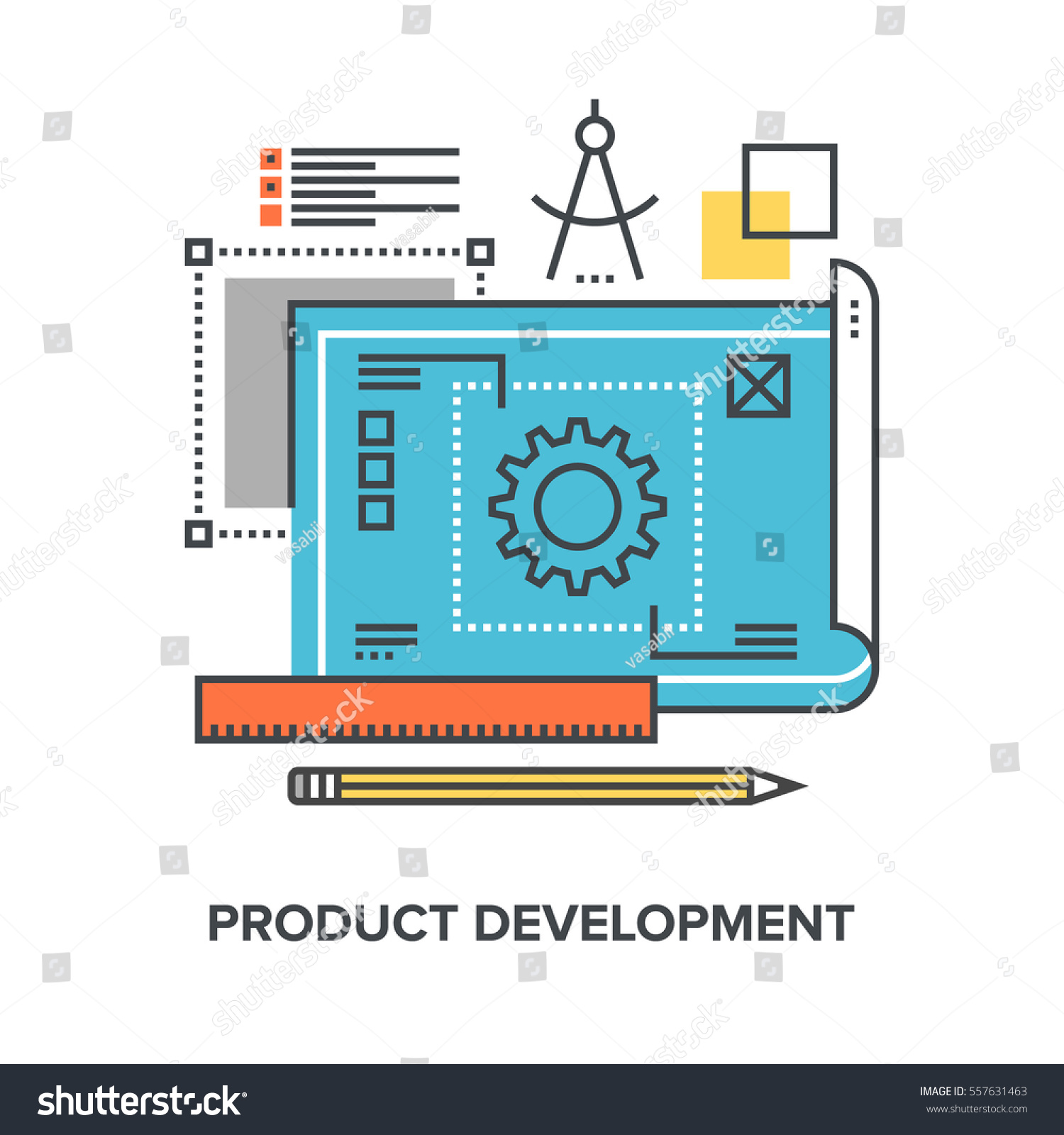 Vector Illustration Product Development Flat Line Stock Vector (Royalty ...