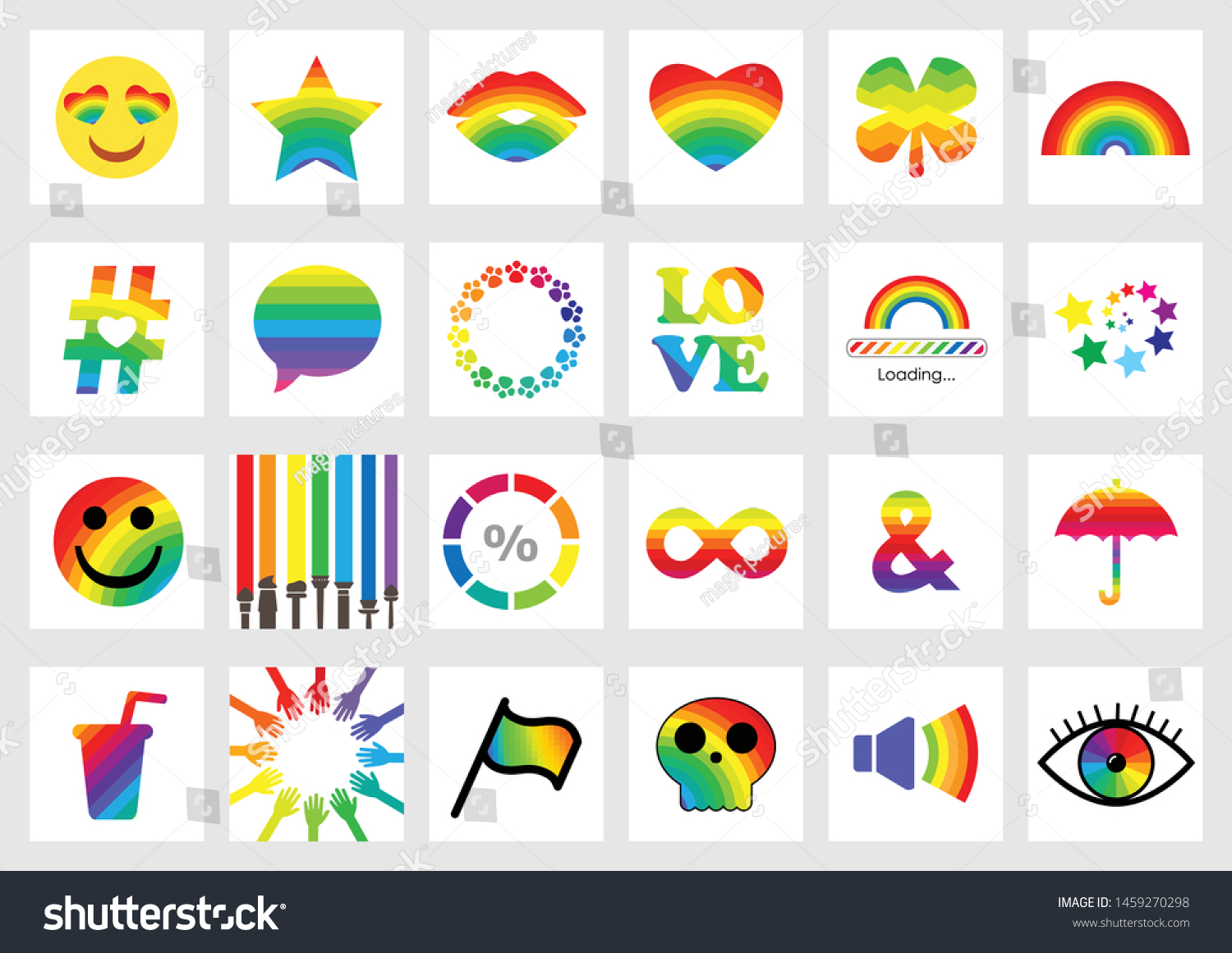 vector illustration rainbow emoji symbols colorful stock vector royalty free 1459270298