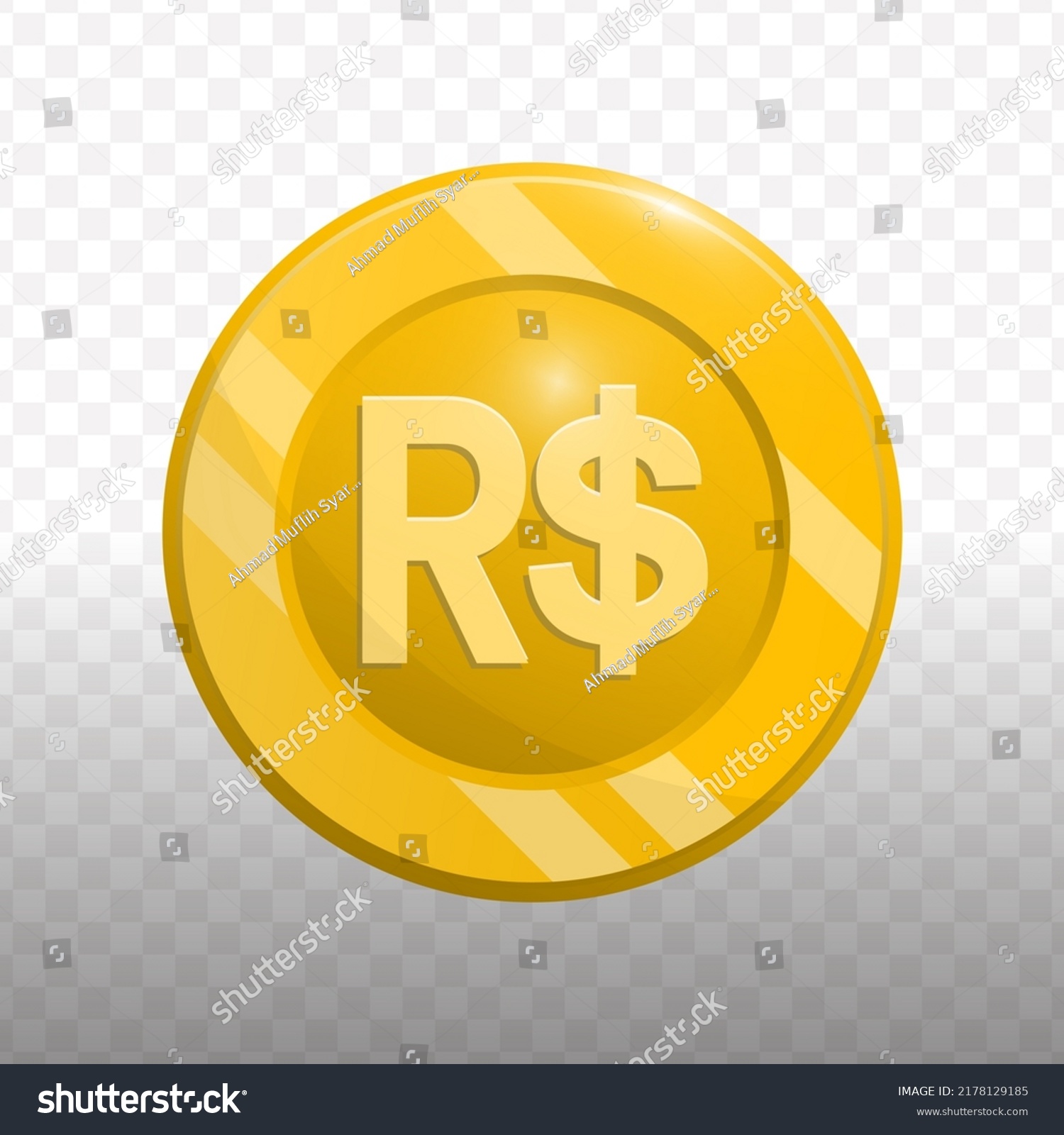 SVG of Vector illustration of Real Brazil currency coin in gold color on transparent background (PNG). svg