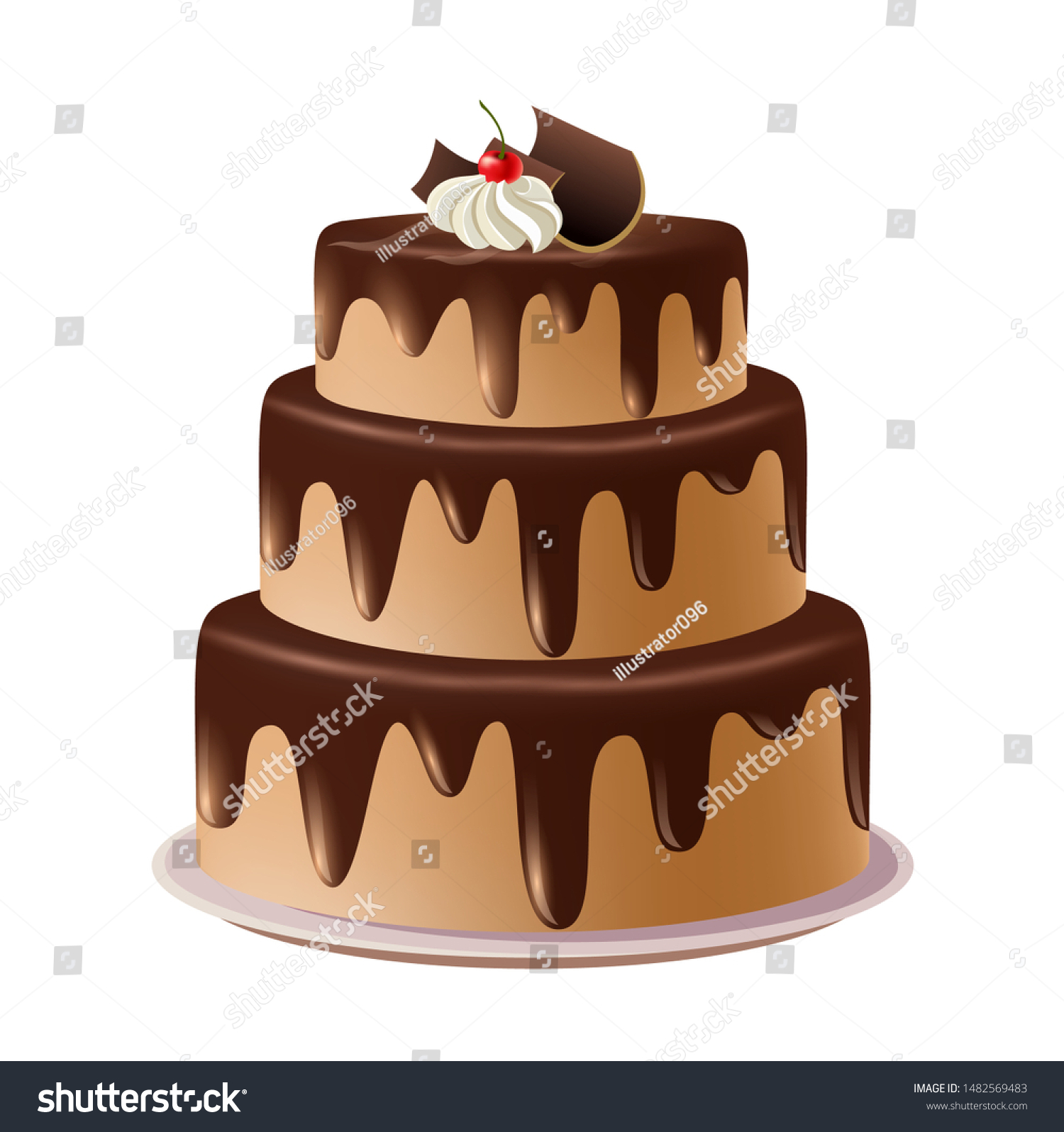 Vector Illustration Realistic Chocolate Cake Stock Vector (Royalty Free ...